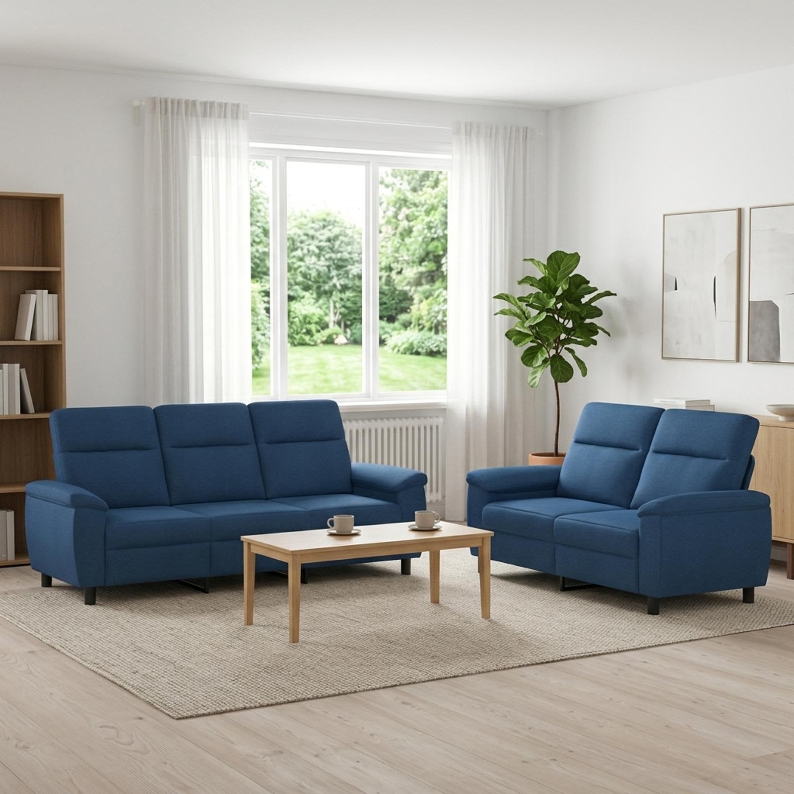 vidaXL Σετ Καναπέ 2 pcs Μπλε Ύφασμα