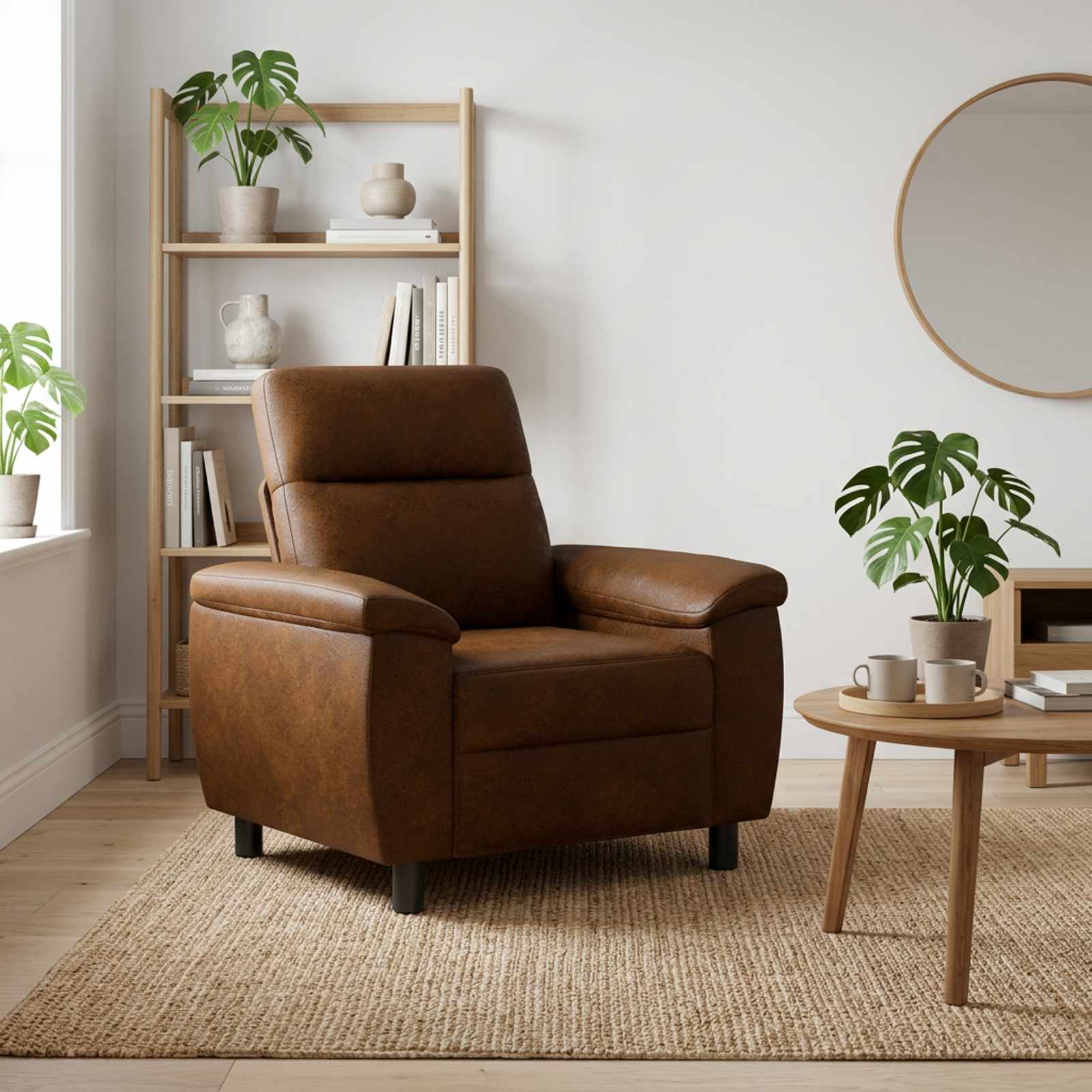 vidaXL Καναπές Καφέ 95 x 90 x 95 εκ Φιλικό Δερμάτινο Σουέντ