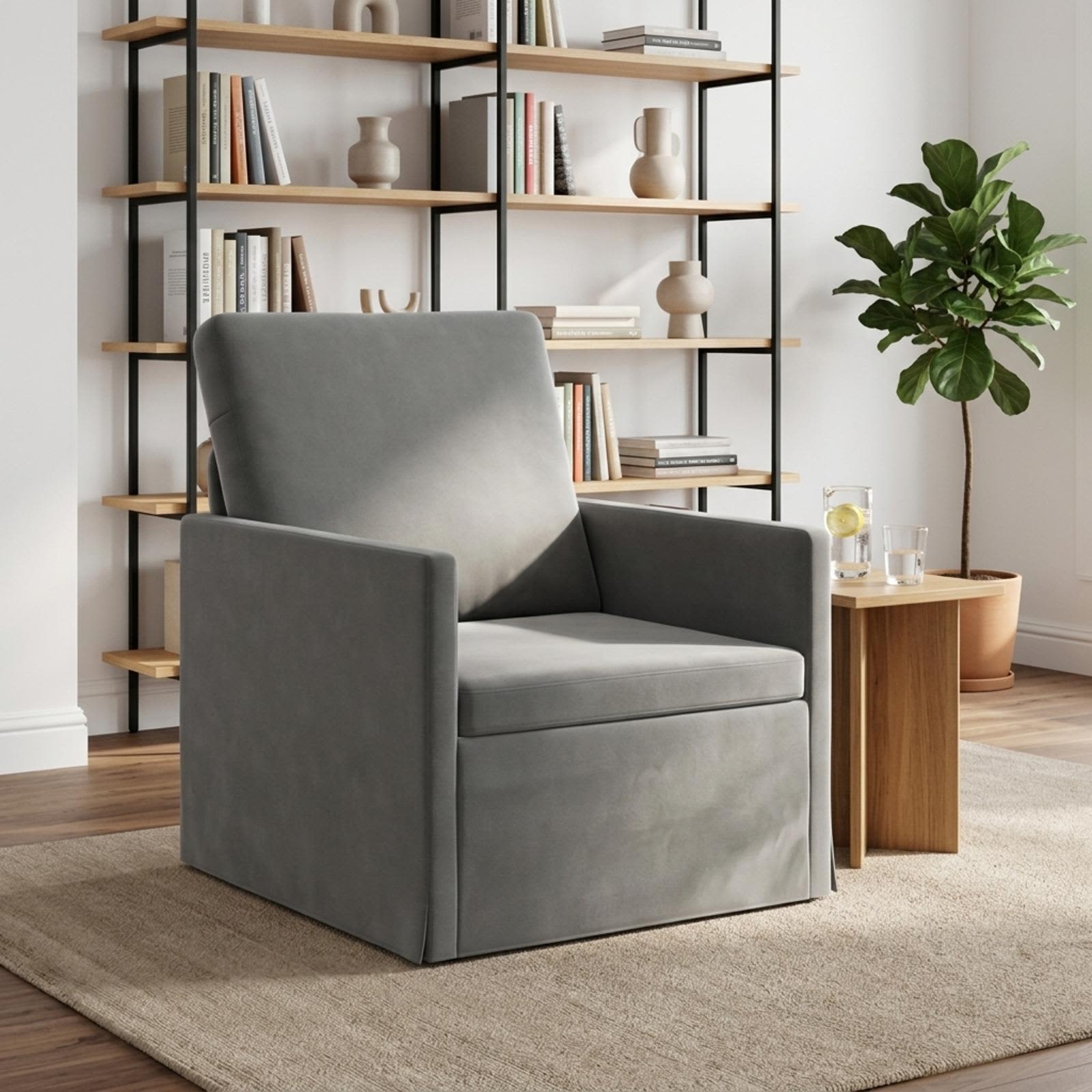 vidaXL Πολυθρόνα Σκούρο Γκρι 70 x 81 x 82 εκ. Βελούδο