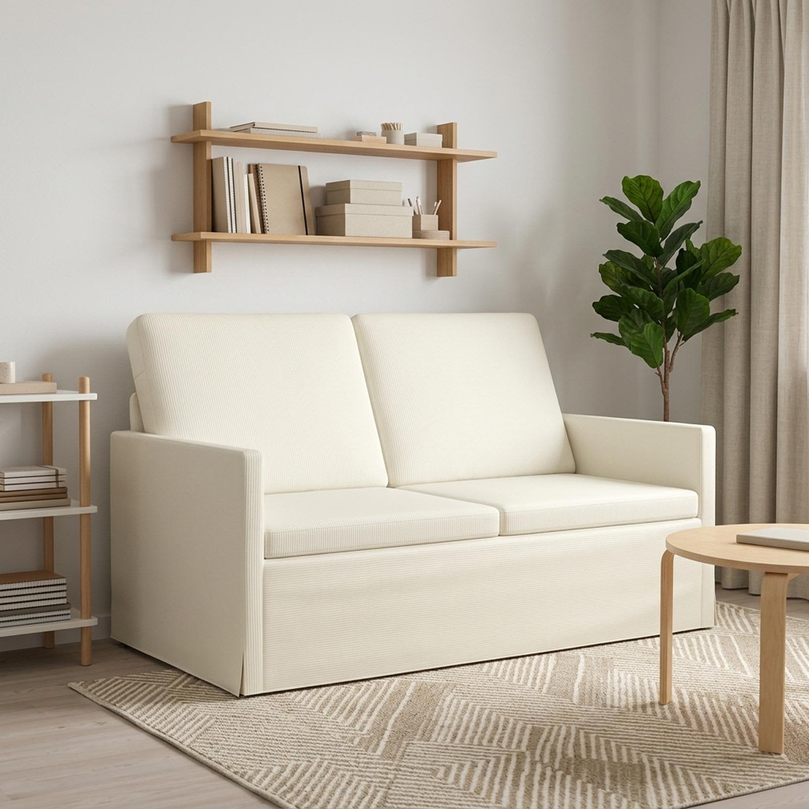 vidaXL Καναπές 2 ατόμων Κρεμ 130 x 81 x 82 εκ. Υφασμάτινο Κορντουρά