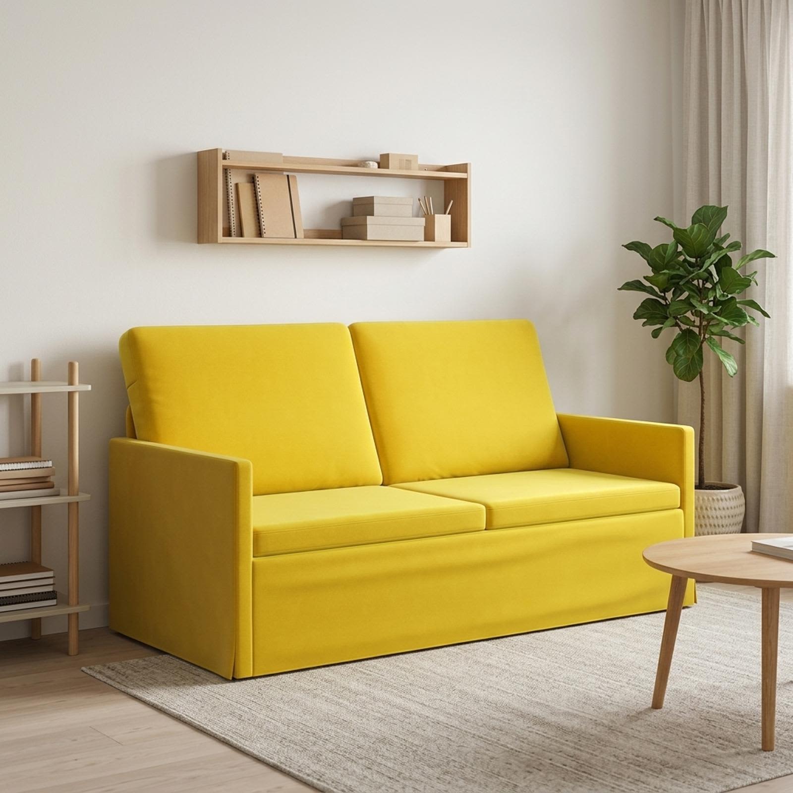 vidaXL Καναπές 2 ατόμων Κίτρινο 150 x 81 x 82 εκ. Βελούδο