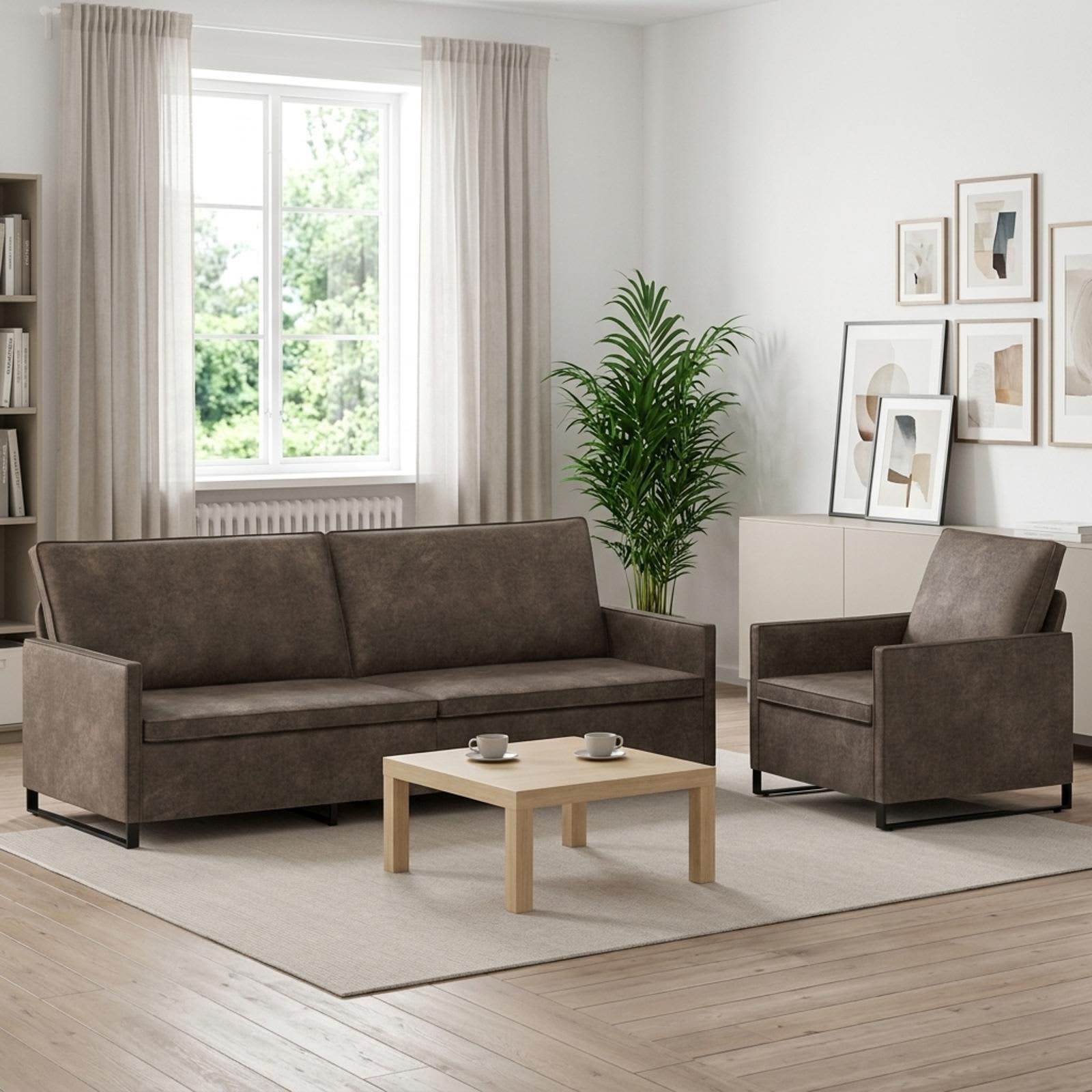 vidaXL Σετ Καναπέ 2 pcs Σκούρο Γκρι Συνθετικό σουέντ