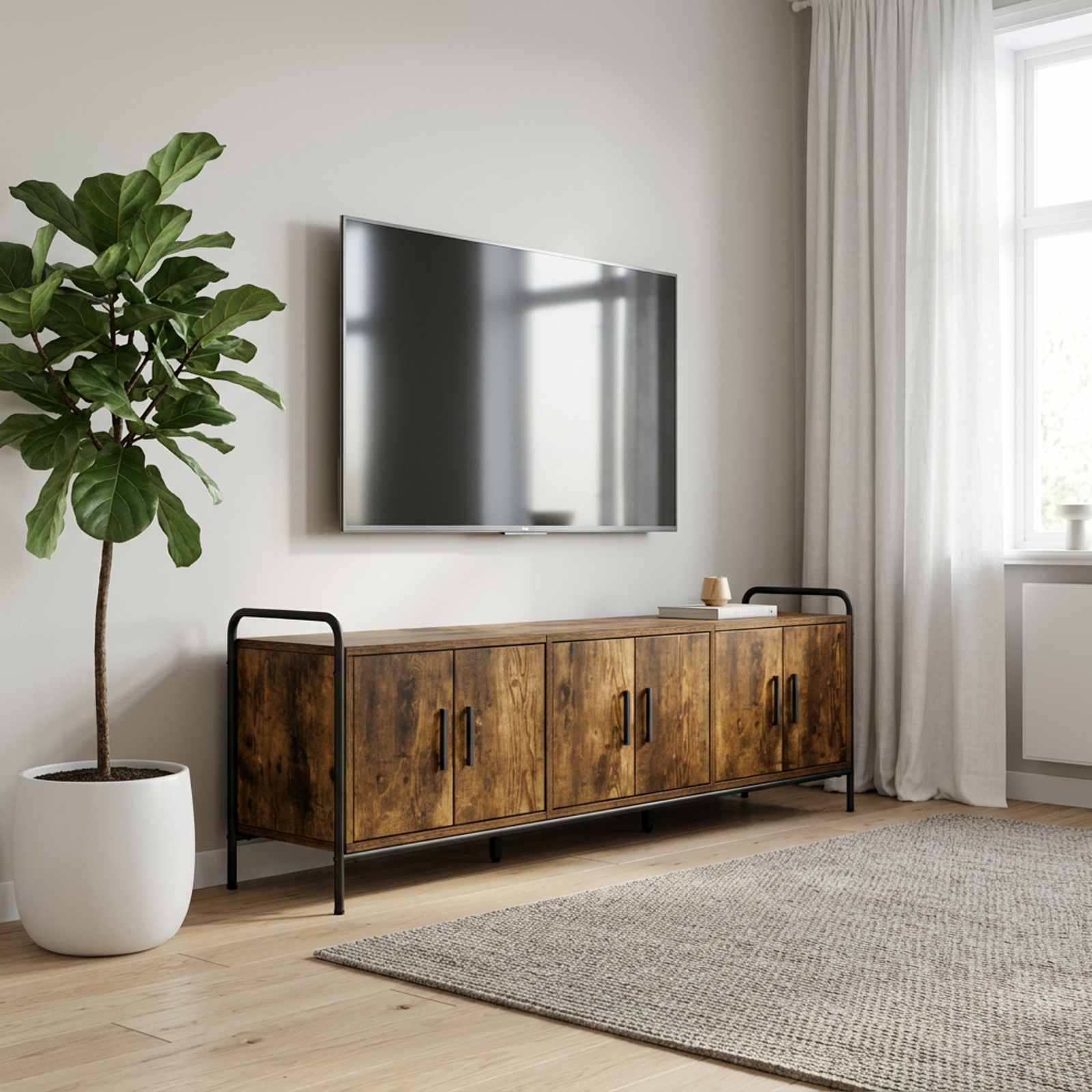 vidaXL Ντουλάπι TV 146 x 33 x 50 εκ Καπνισμένο Ξύλο Δρυός