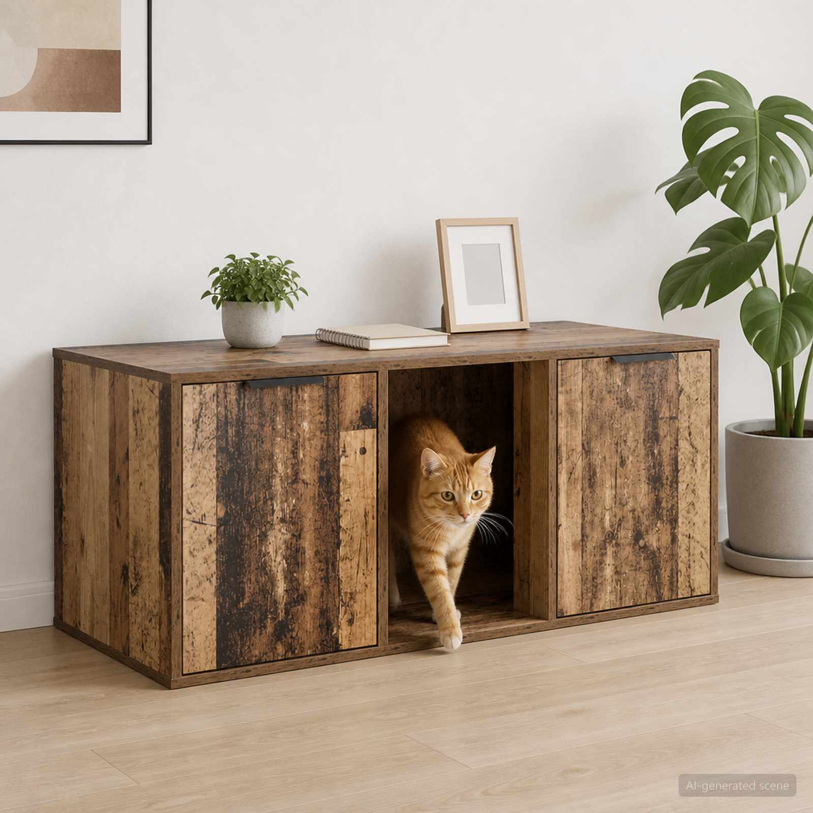 vidaXL Έπιπλο Κλουβί Γάτας Παλαιωμένο ξύλο 100 x 49 x 45 εκ.