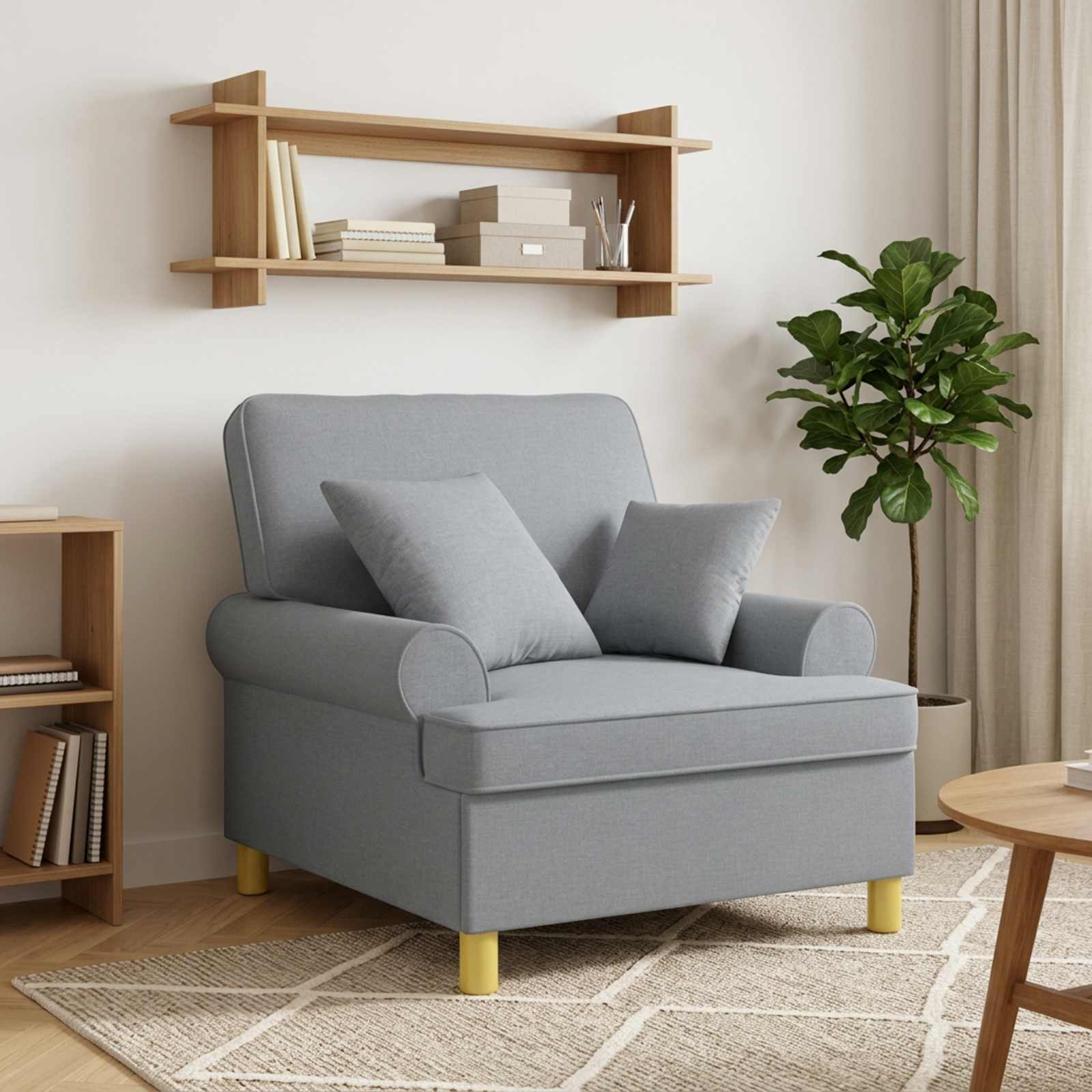 vidaXL XL Πολυθρόνα με Μαξιλάρια Ανοιχτό γκρι Ύφασμα