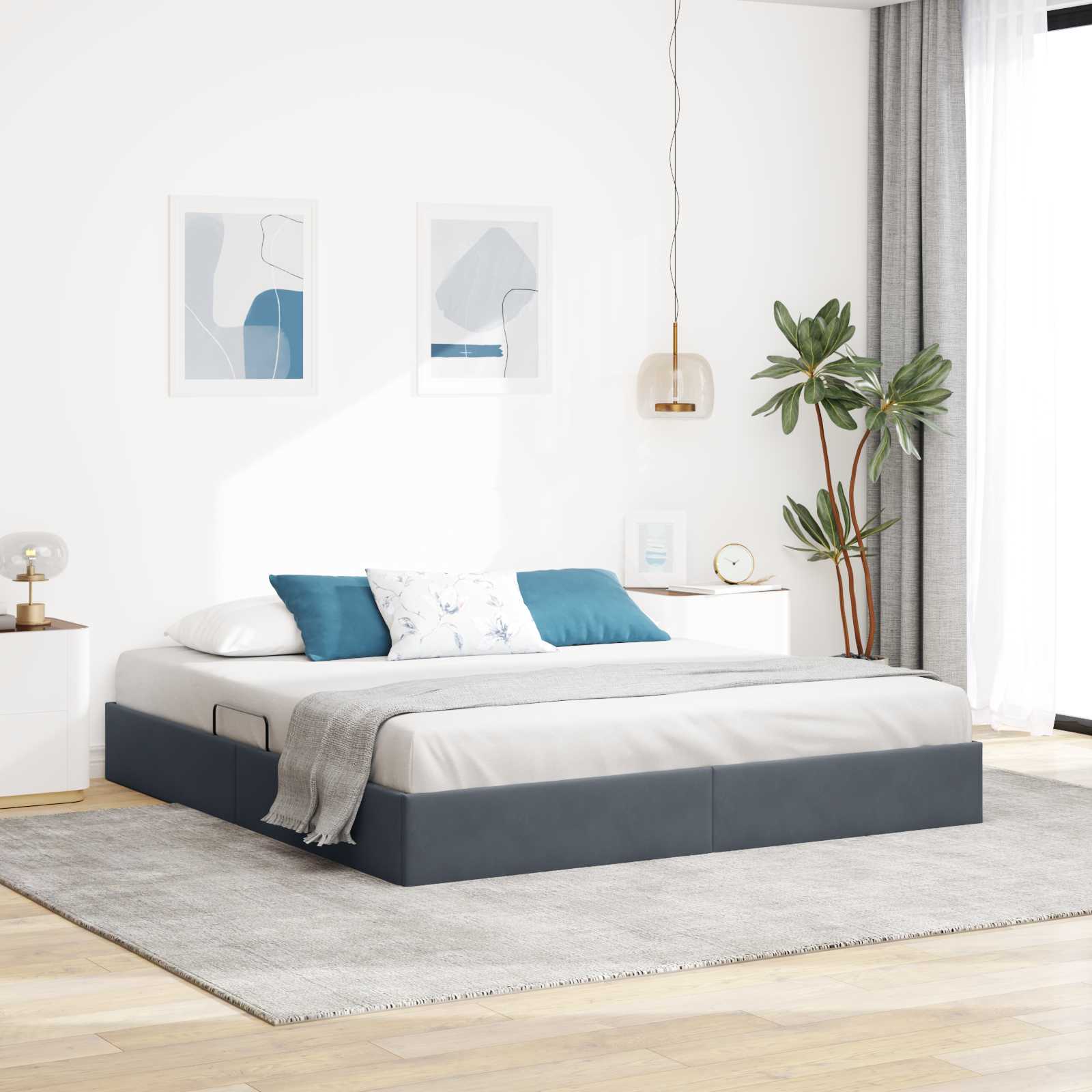 vidaXL Κρεβάτι Οθωμανικού Τύπου Σκούρο Γκρι 180 x 200 cm Βελούδο