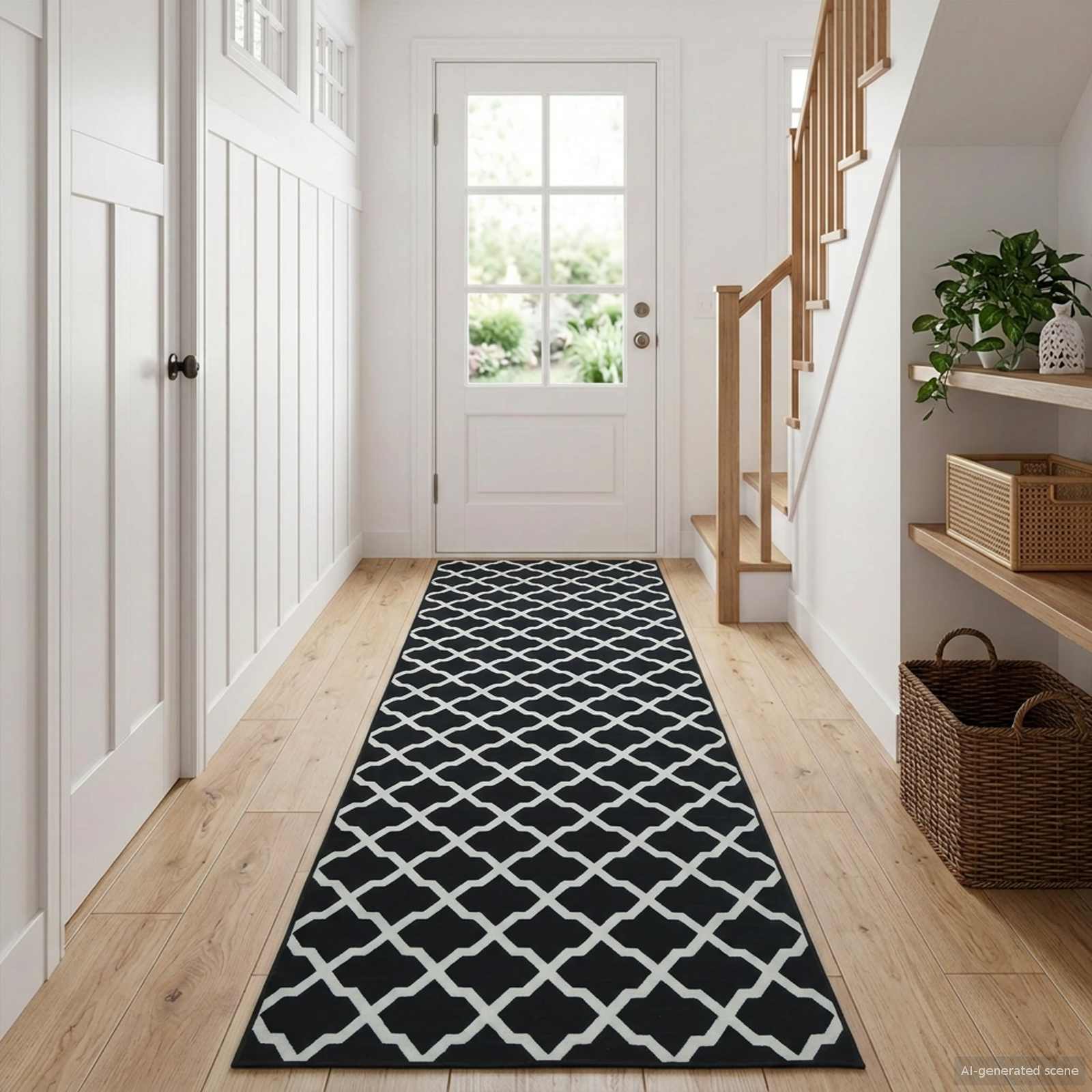 vidaXL Χαλί Runner LESAKA Μαύρο και λευκό 50 x 350 εκ.