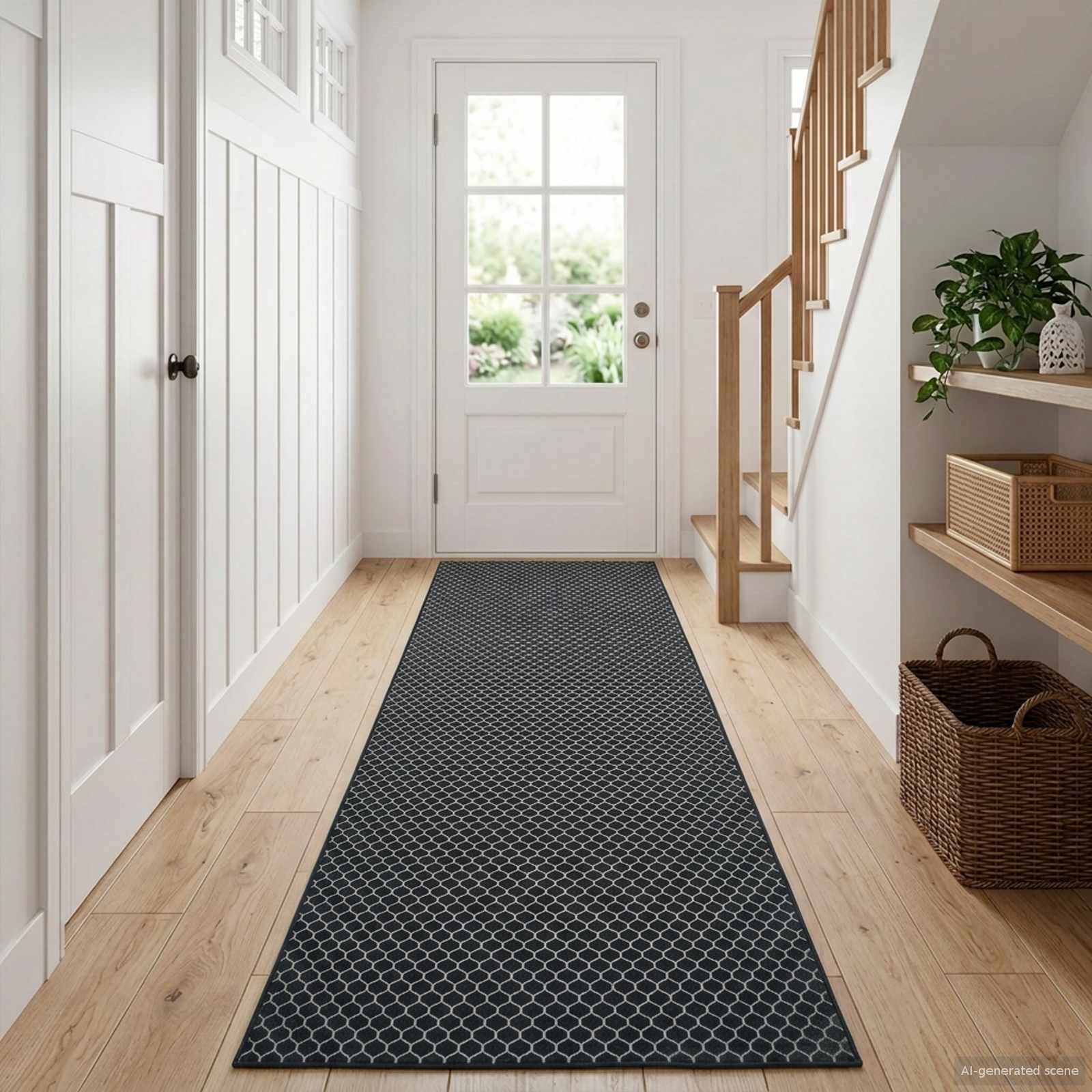 vidaXL Χαλί Runner ORIZ 1150 gsm Μαύρο δίχτυ σχέδιο