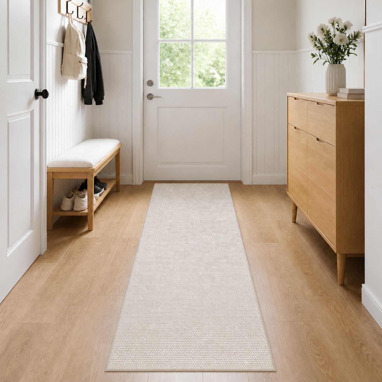 vidaXL Χαλί Κρεμ 50 x 400 cm 100% Πολυεστέρας 3 mm Πλένεται