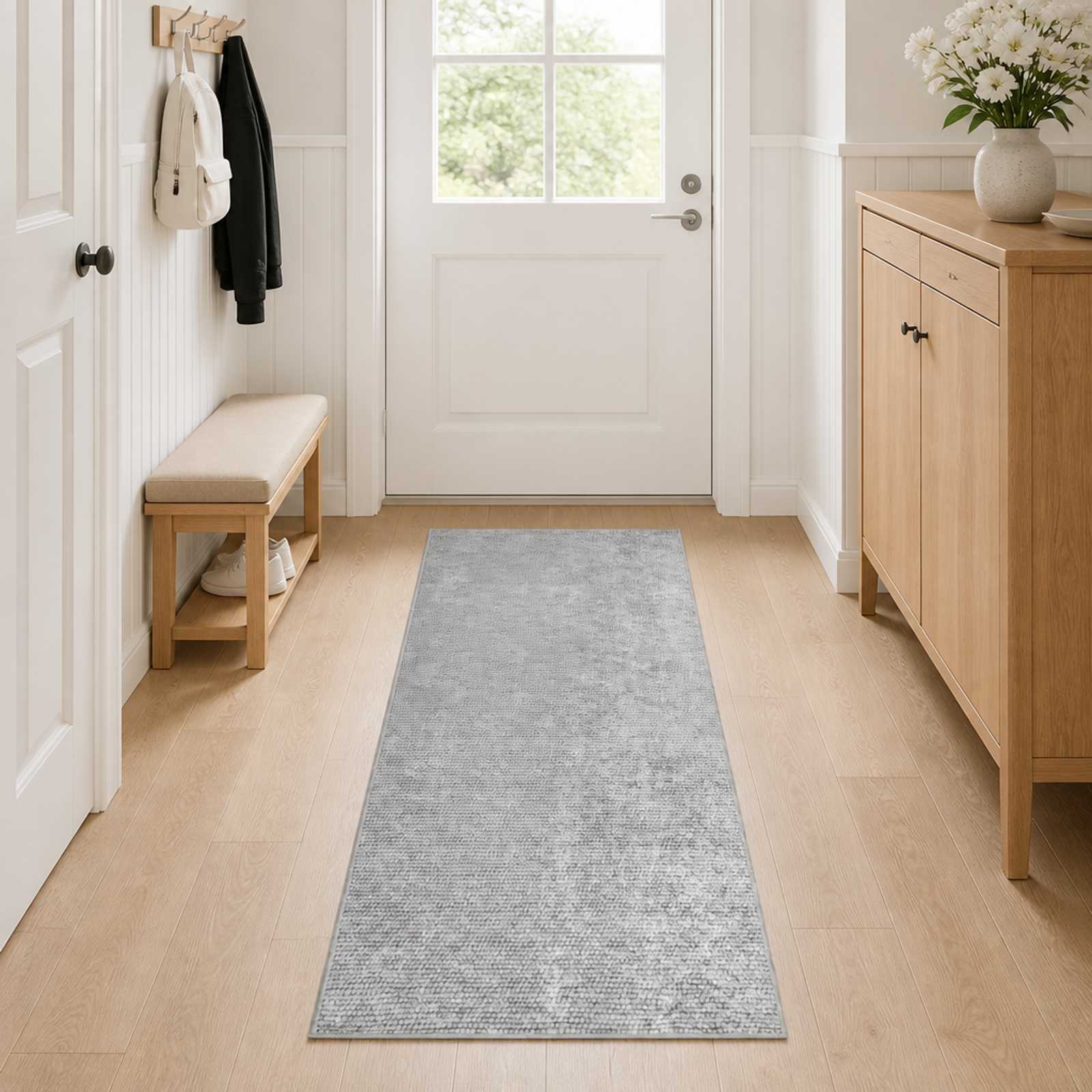 vidaXL Χαλί Γκρι 80 x 150 cm 100% Πολυεστέρας 3 mm Πλένεται