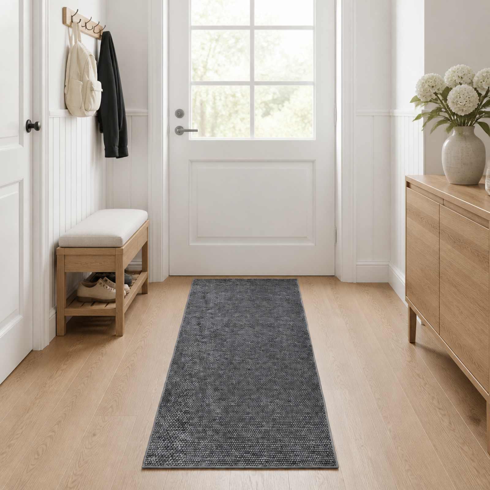vidaXL Χαλί Ανθρακί 80 x 400 cm 100% Πολυεστέρας 3 mm Πλένεται