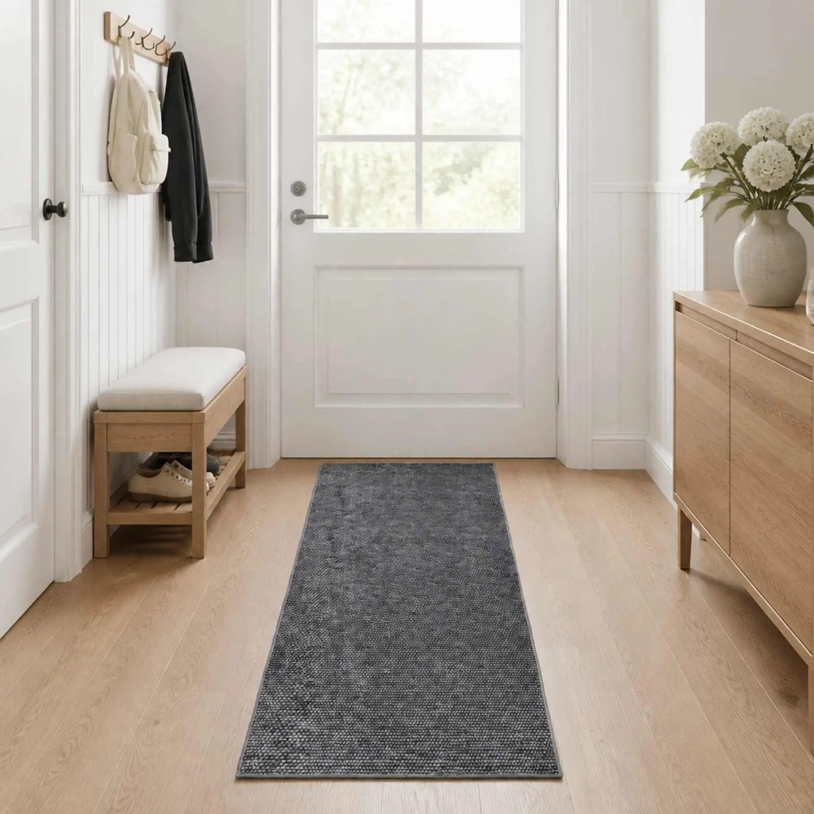 vidaXL Χαλί Ανθρακί 80 x 300 cm 100% Πολυεστέρας 3 mm Πλένεται