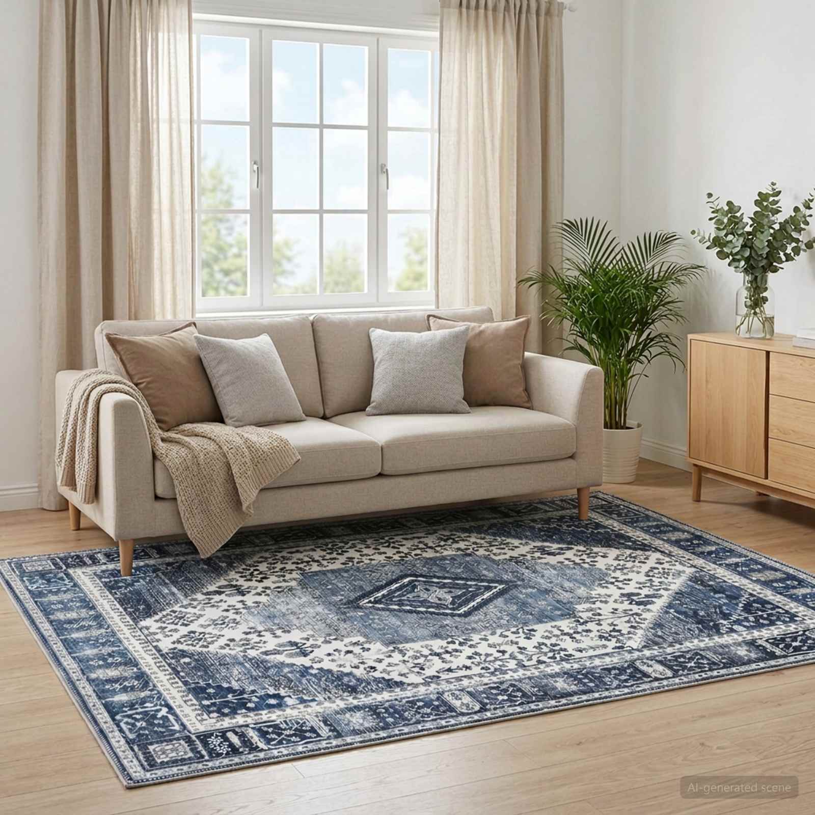 vidaXL Χαλί ORIZ Σκούρο Μπλε 80 x 150 cm 100% Πολυεστέρας