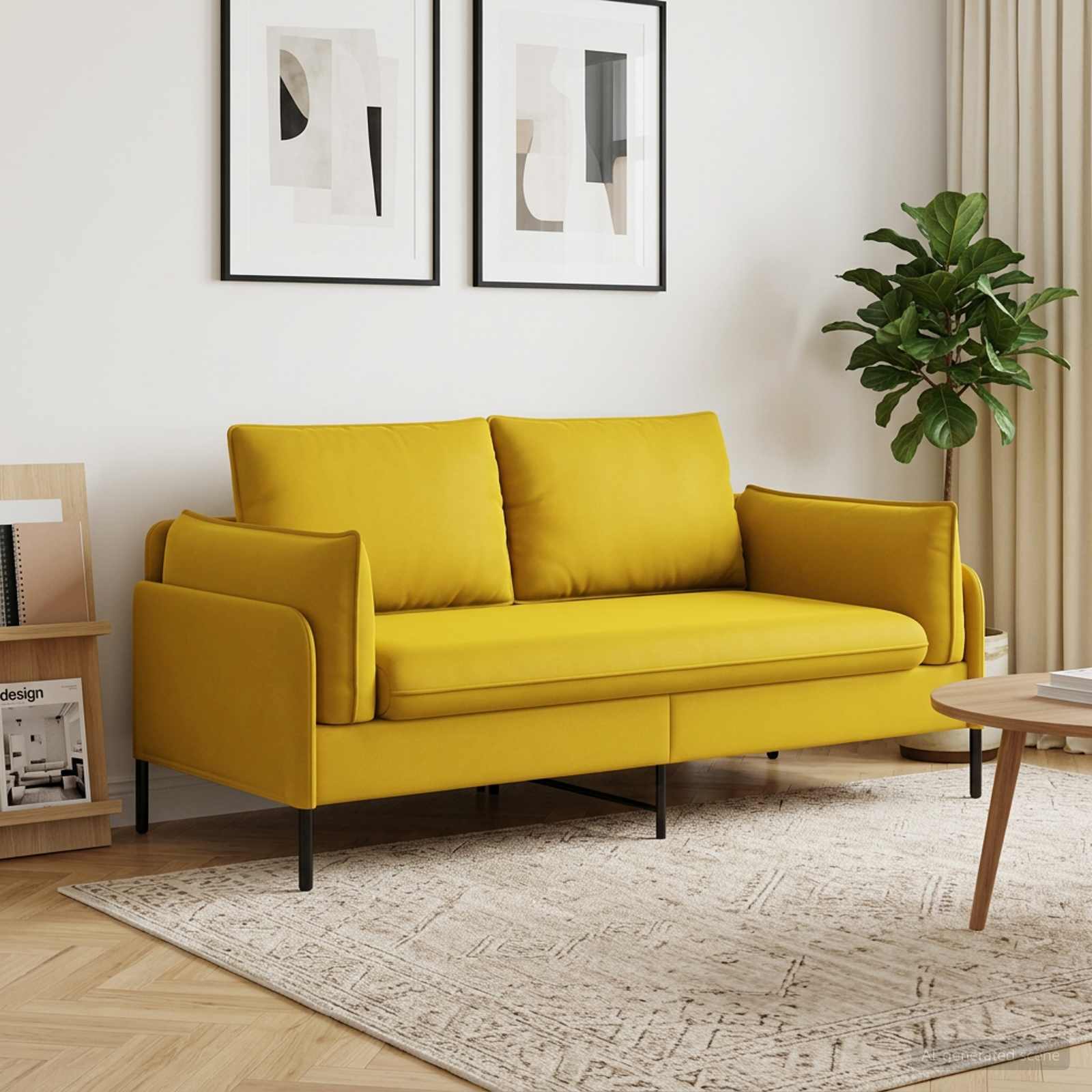 vidaXL Καναπές 2 ατόμων 2-θέσιο Κίτρινο 188 x 81 x 89 εκ. Βελούδο