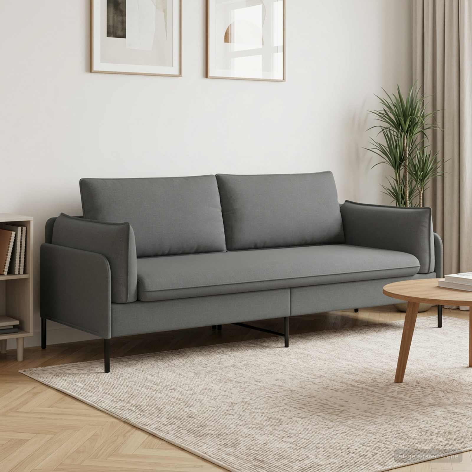 vidaXL 3-Θέσιος καναπές Σκούρο Γκρι 222 x 81 x 89 εκ. Ύφασμα