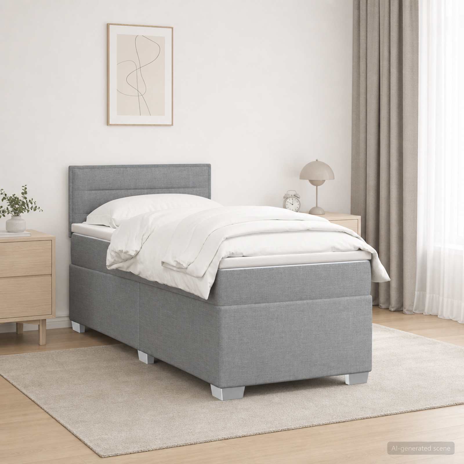 vidaXL Κρεβάτι box spring με στρώμα Ανοιχτό γκρι 90 x 190 cm Ύφασμα