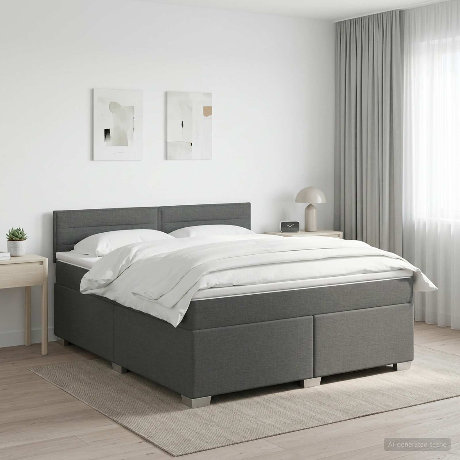 vidaXL Κρεβάτι box spring με στρώμα Σκούρο Γκρι 180 x 200 cm Ύφασμα