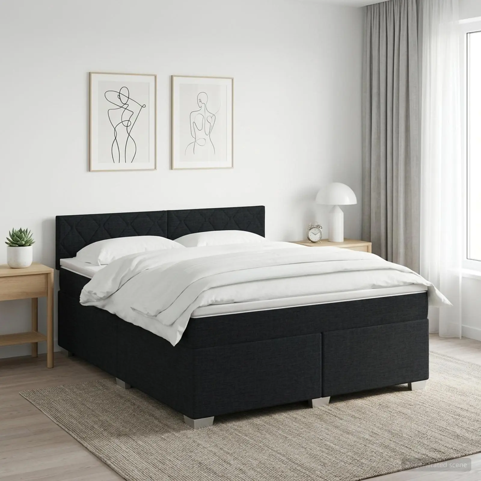 vidaXL Κρεβάτι box spring με στρώμα Μαύρο 140 x 200 cm Ύφασμα