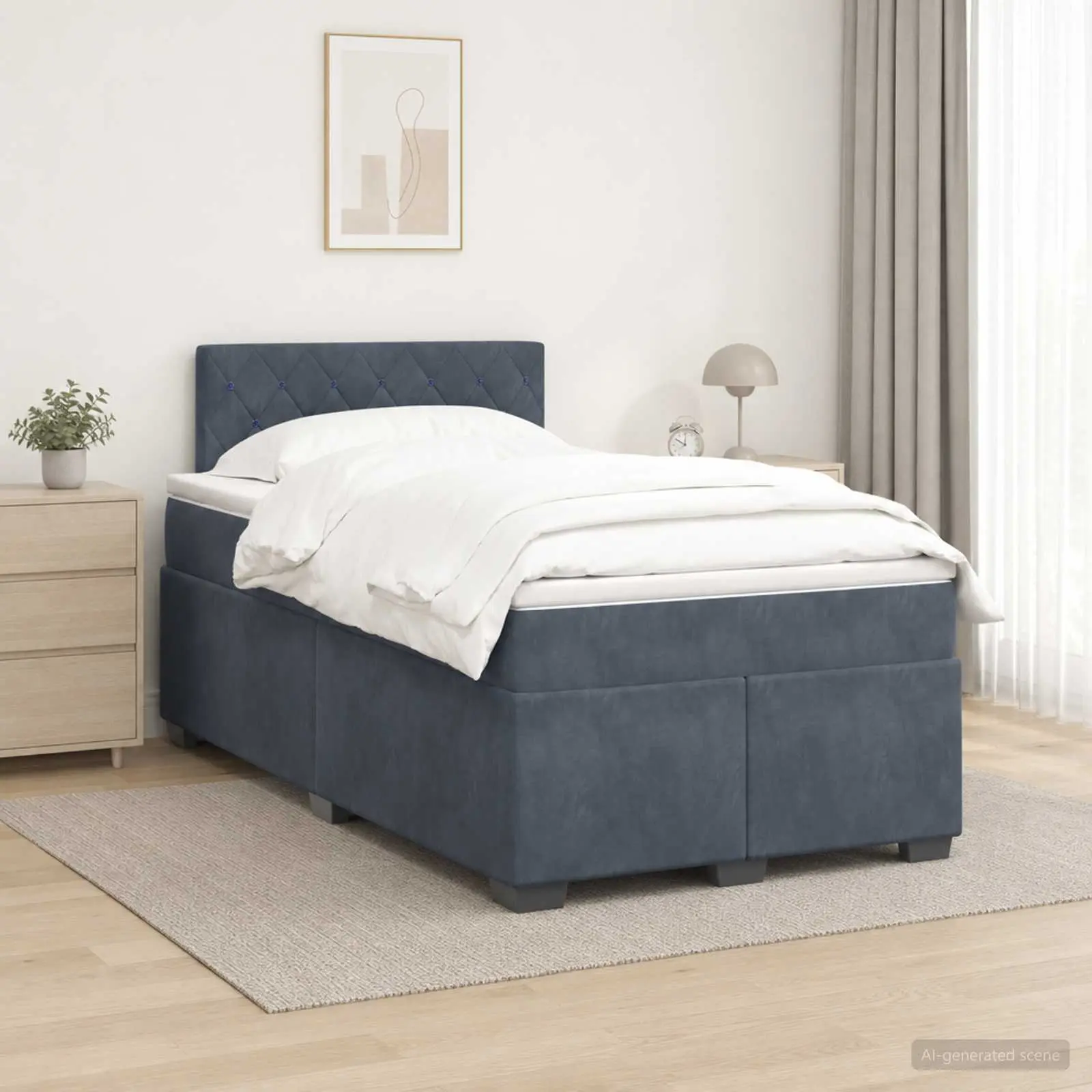 vidaXL Κρεβάτι box spring με στρώμα Σκούρο Γκρι 120 x 190 cm Βελούδο