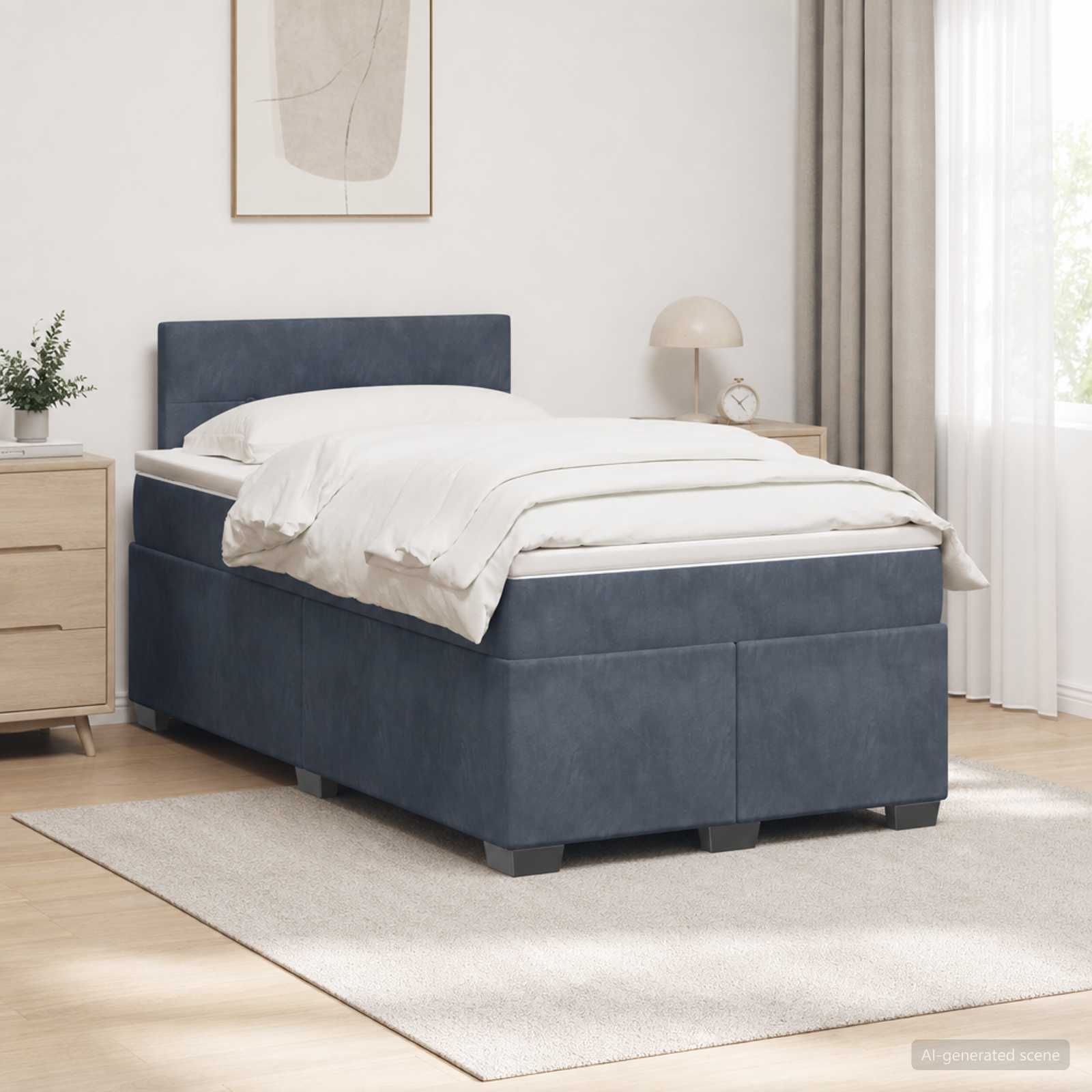 vidaXL Κρεβάτι box spring με στρώμα Σκούρο Γκρι 120 x 200 cm Βελούδο