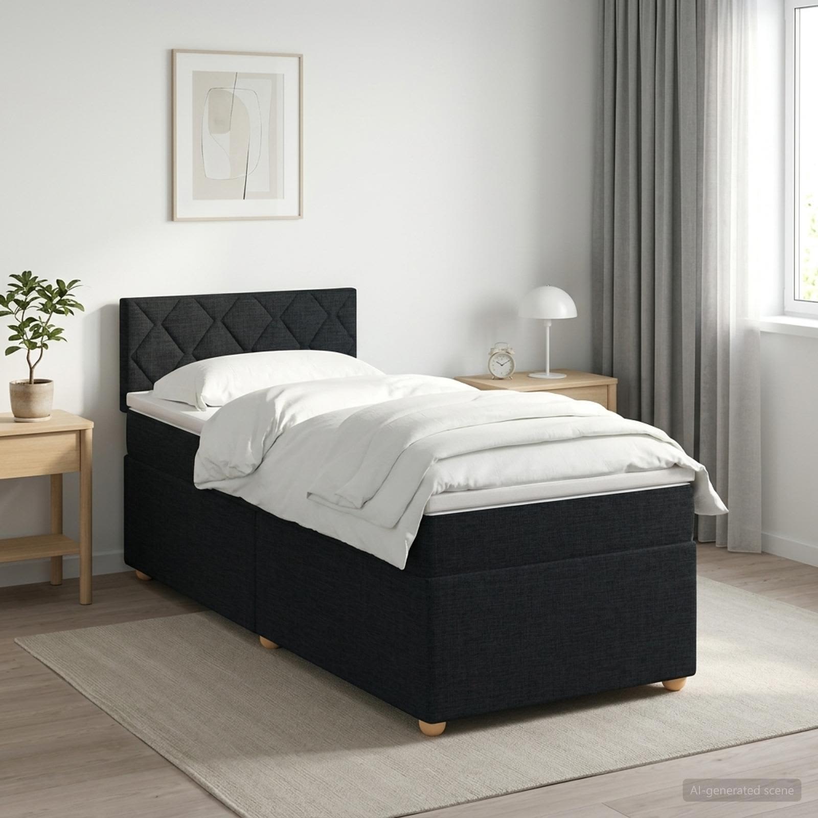 vidaXL Κρεβάτι box spring με στρώμα Μαύρο 80 x 200 cm Ύφασμα