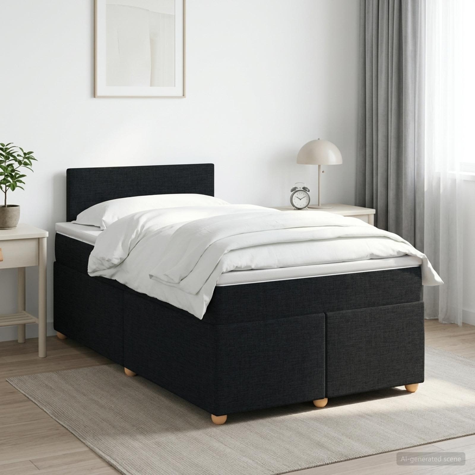vidaXL Κρεβάτι box spring με στρώμα Μαύρο 120 x 190 cm Ύφασμα