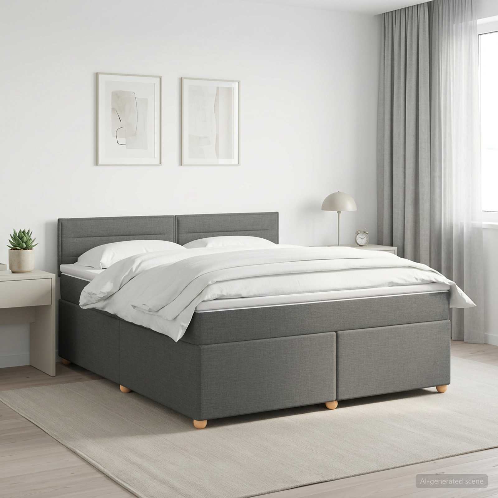 vidaXL Κρεβάτι box spring με στρώμα Σκούρο Γκρι 140 x 200 cm Ύφασμα