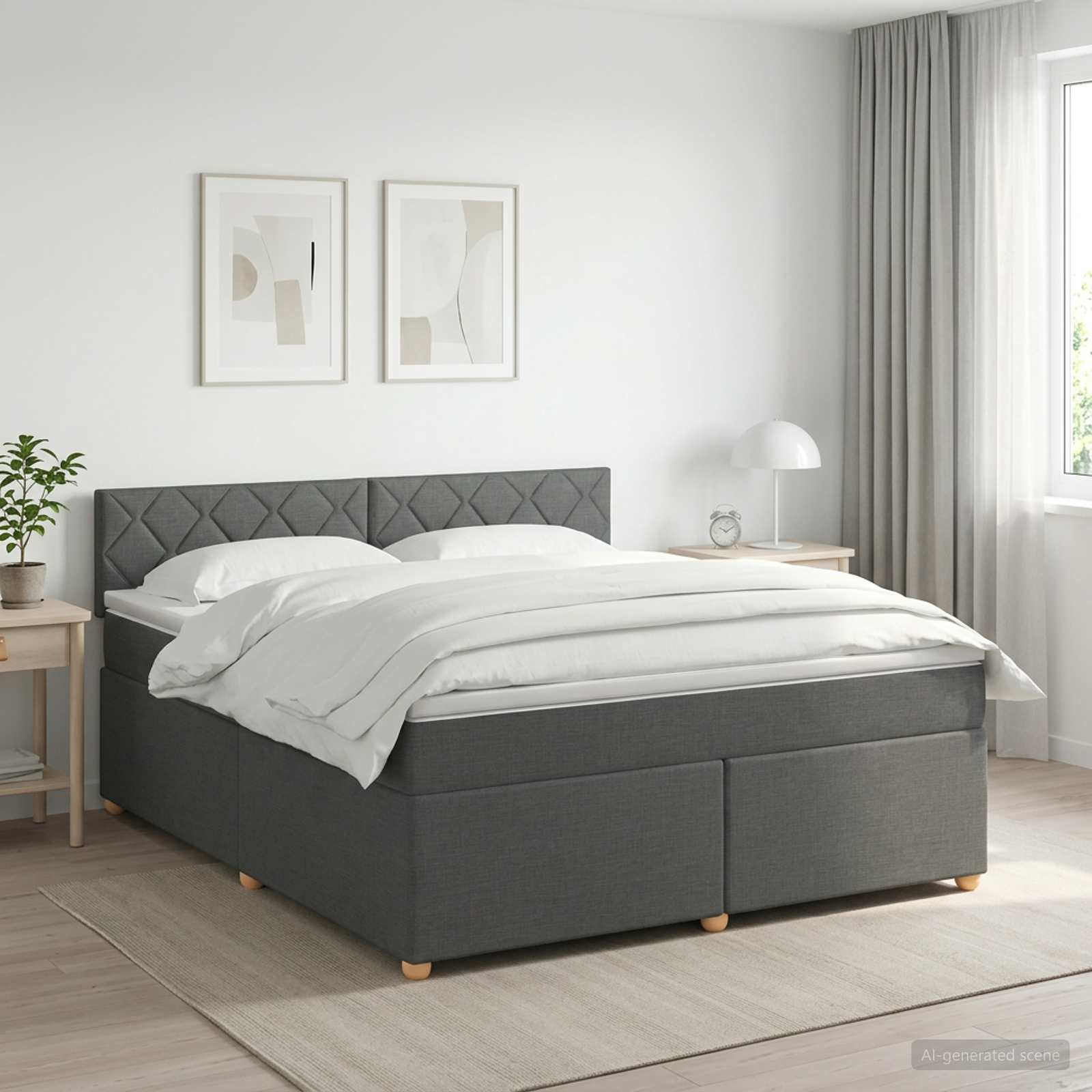vidaXL Κρεβάτι box spring με στρώμα Σκούρο Γκρι 140 x 200 cm Ύφασμα