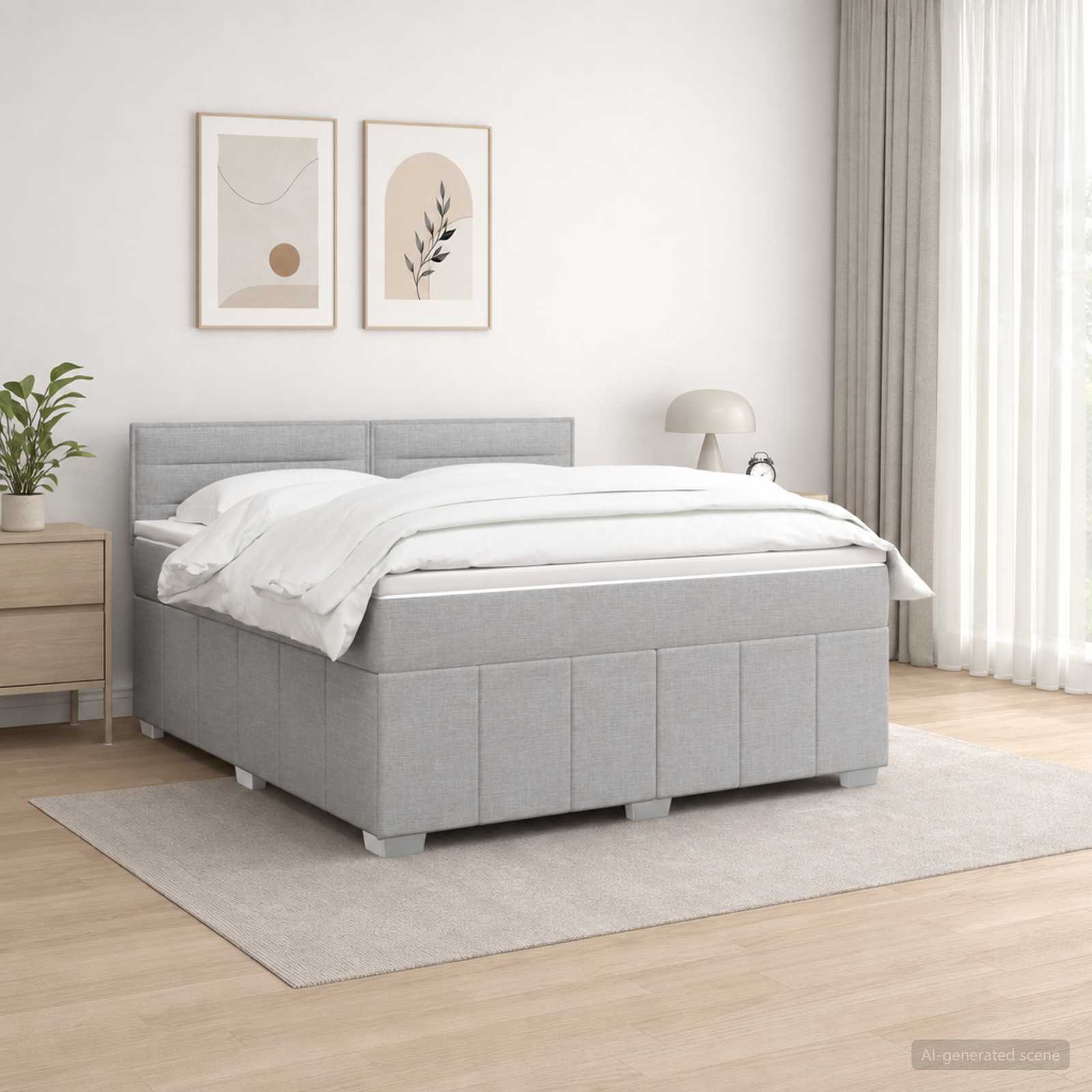 vidaXL Κρεβάτι box spring με στρώμα Ανοιχτό γκρι 140 x 190 cm Ύφασμα