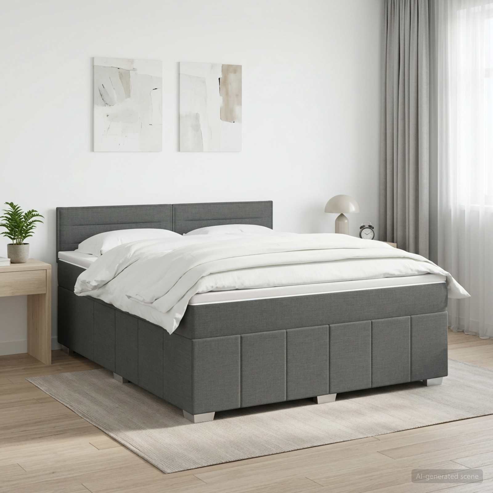 vidaXL Κρεβάτι box spring με στρώμα Σκούρο Γκρι 160 x 200 cm Ύφασμα
