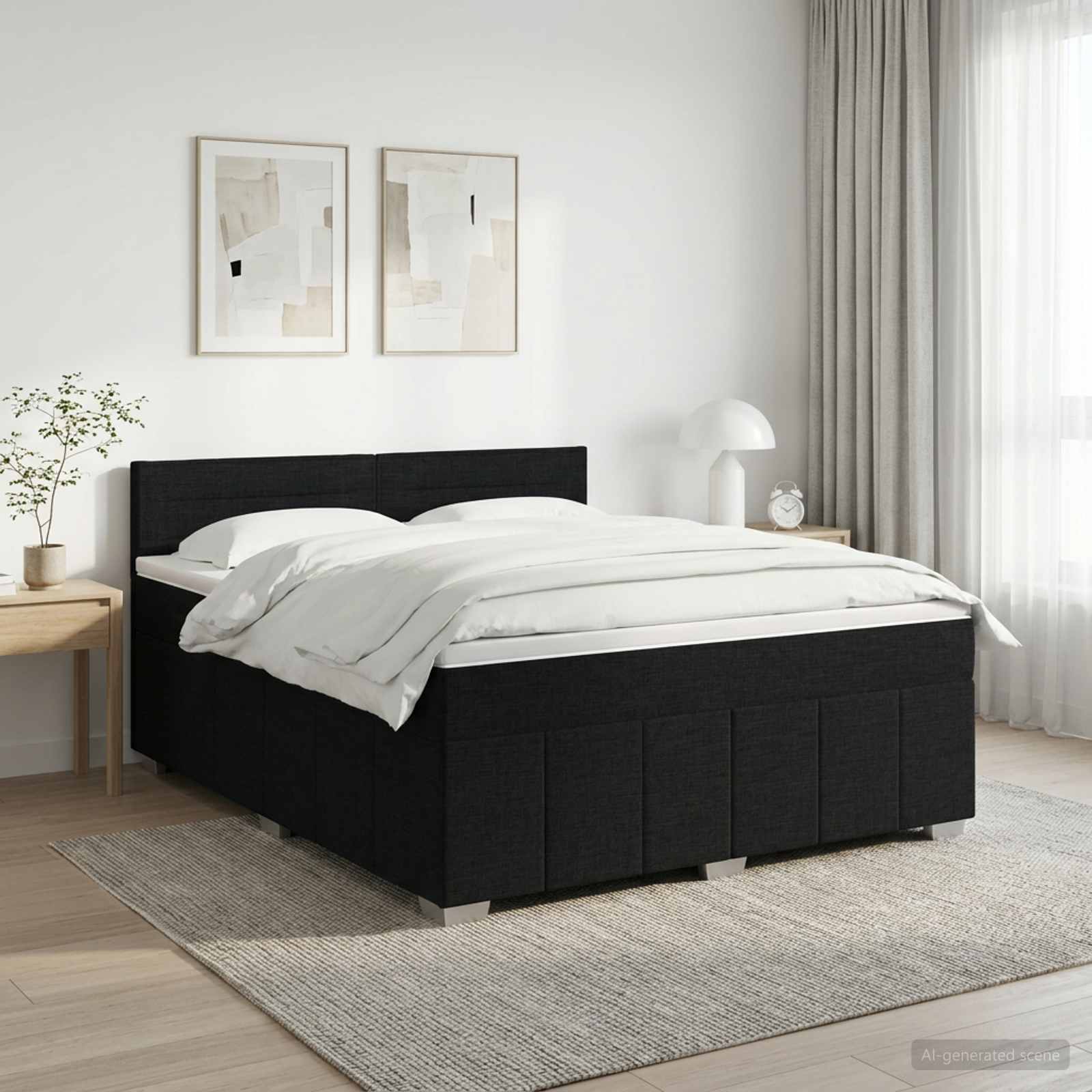 vidaXL Κρεβάτι box spring με στρώμα Μαύρο 160 x 200 cm Ύφασμα