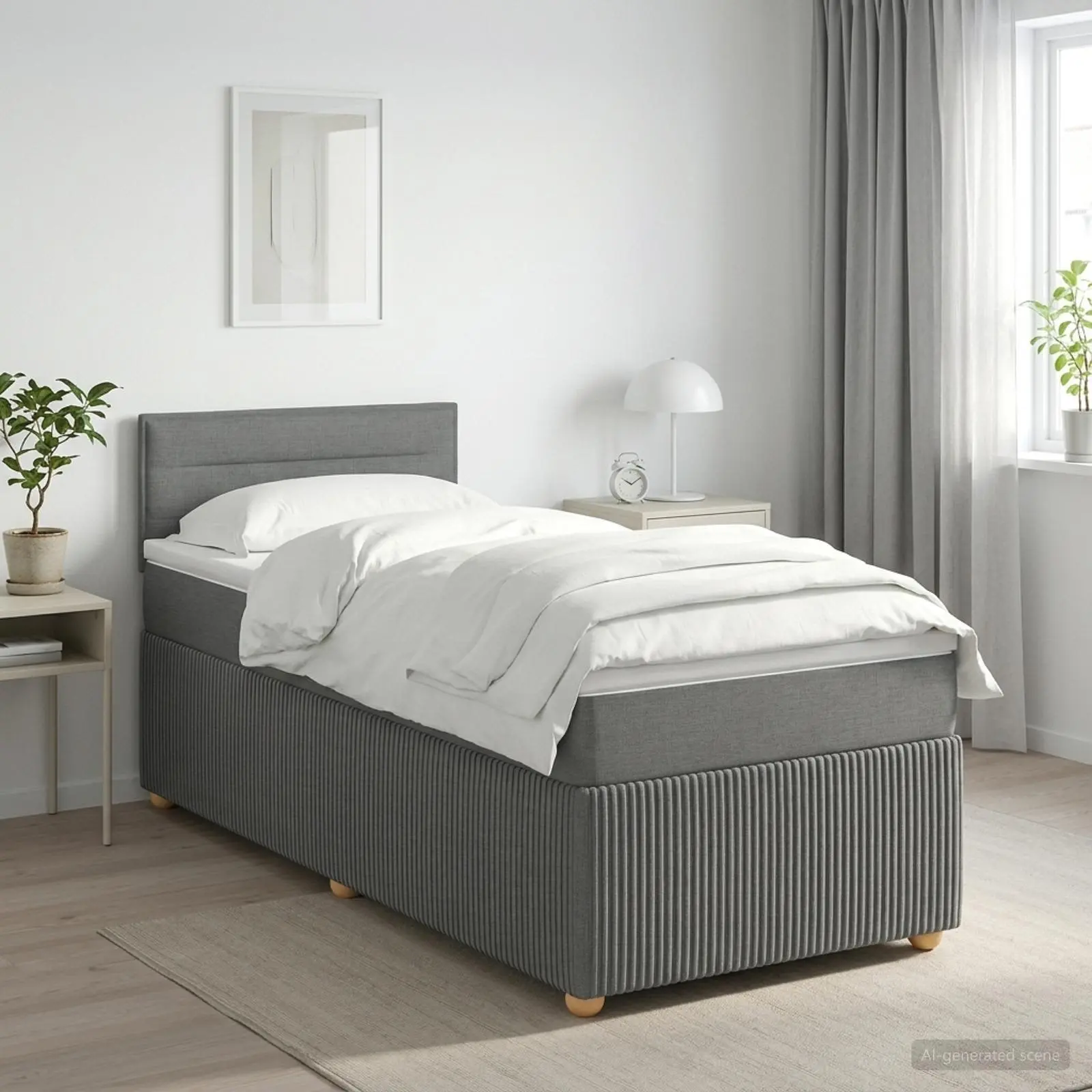 vidaXL Κρεβάτι box spring με στρώμα Σκούρο Γκρι 90 x 190 cm Ύφασμα