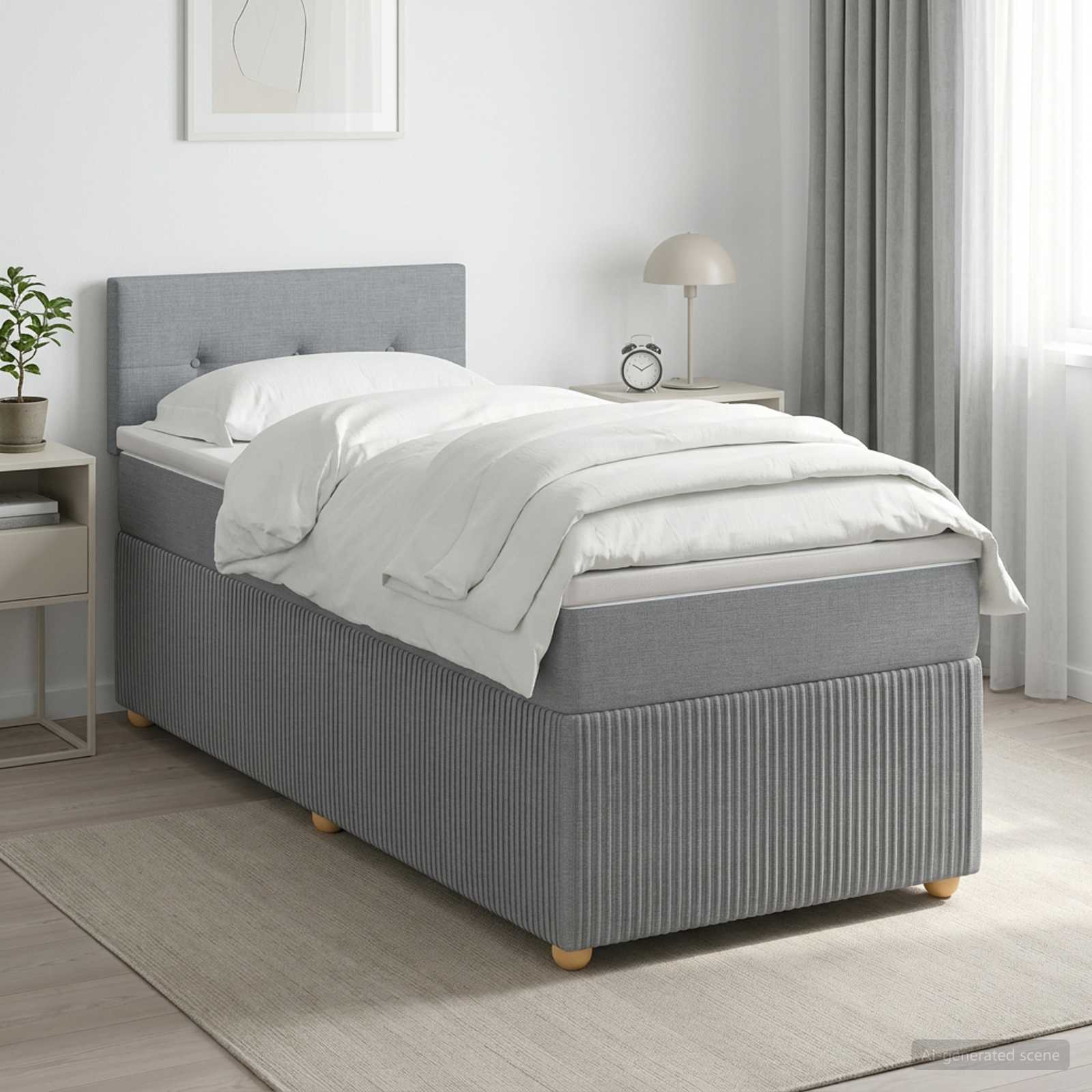 vidaXL Κρεβάτι box spring με στρώμα Ανοιχτό γκρι 90 x 200 cm Ύφασμα