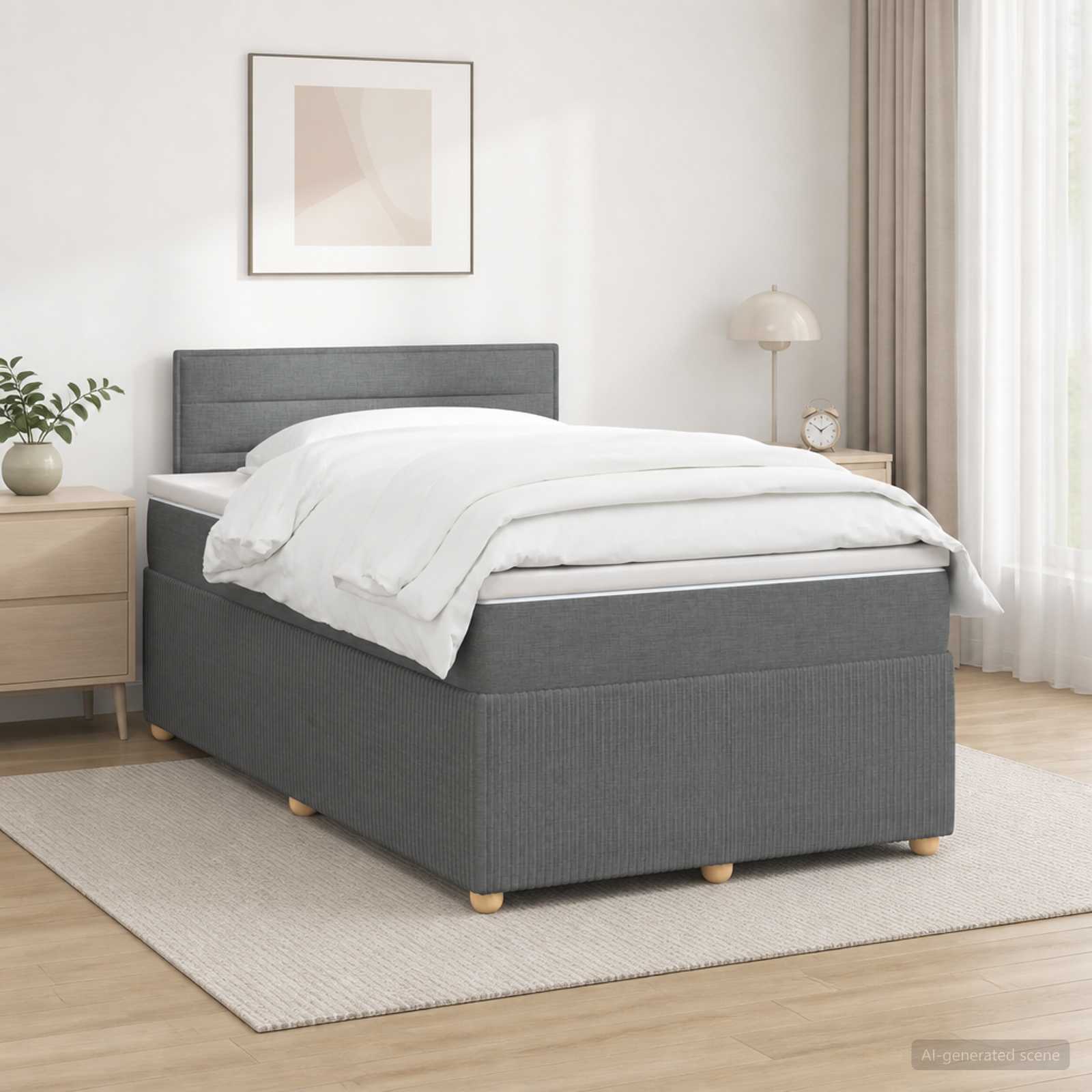 vidaXL Κρεβάτι box spring με στρώμα Σκούρο Γκρι 120 x 200 cm Ύφασμα