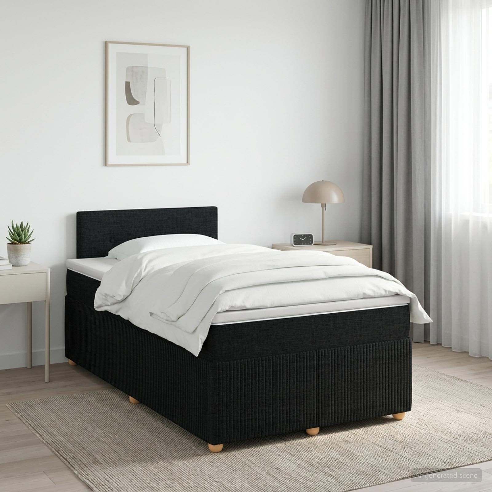 vidaXL Κρεβάτι box spring με στρώμα Μαύρο 120 x 190 cm Ύφασμα
