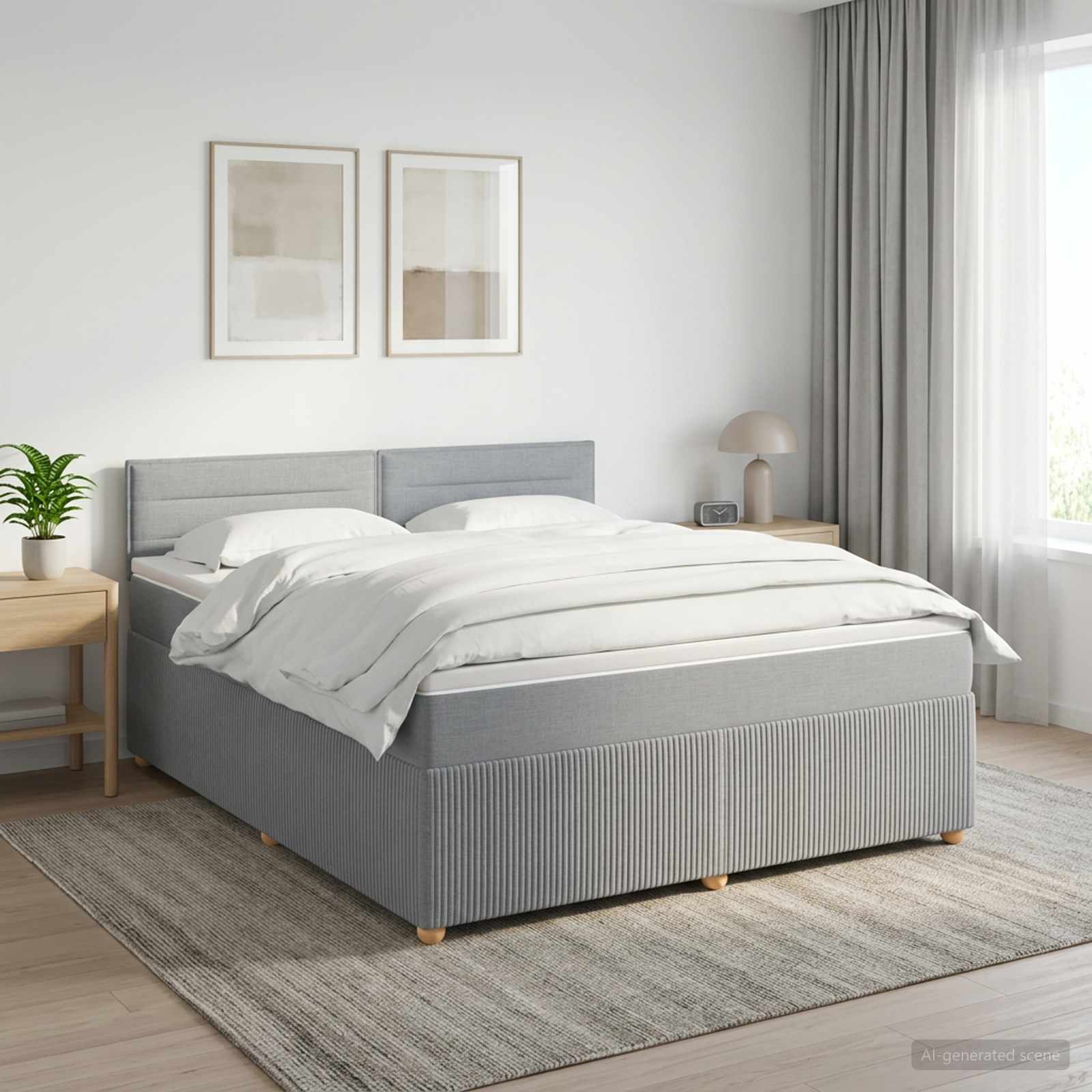 vidaXL Κρεβάτι box spring με στρώμα Ανοιχτό γκρι 140 x 190 cm Ύφασμα
