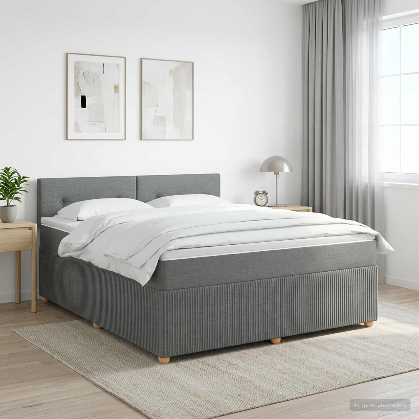 vidaXL Κρεβάτι box spring με στρώμα Σκούρο Γκρι 140 x 190 cm Ύφασμα