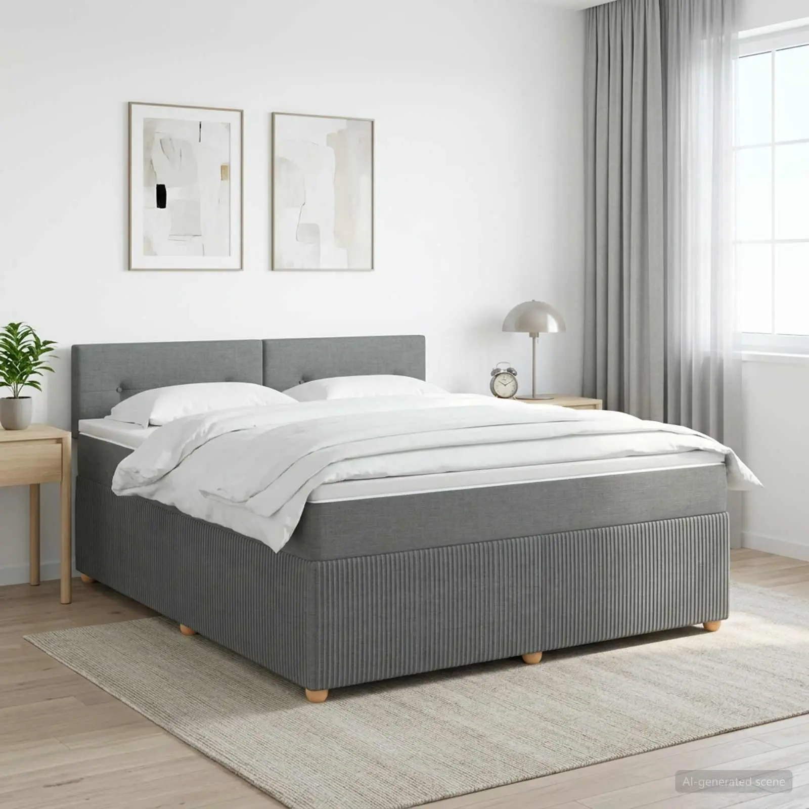 vidaXL Κρεβάτι box spring με στρώμα Σκούρο Γκρι 140 x 190 cm Ύφασμα