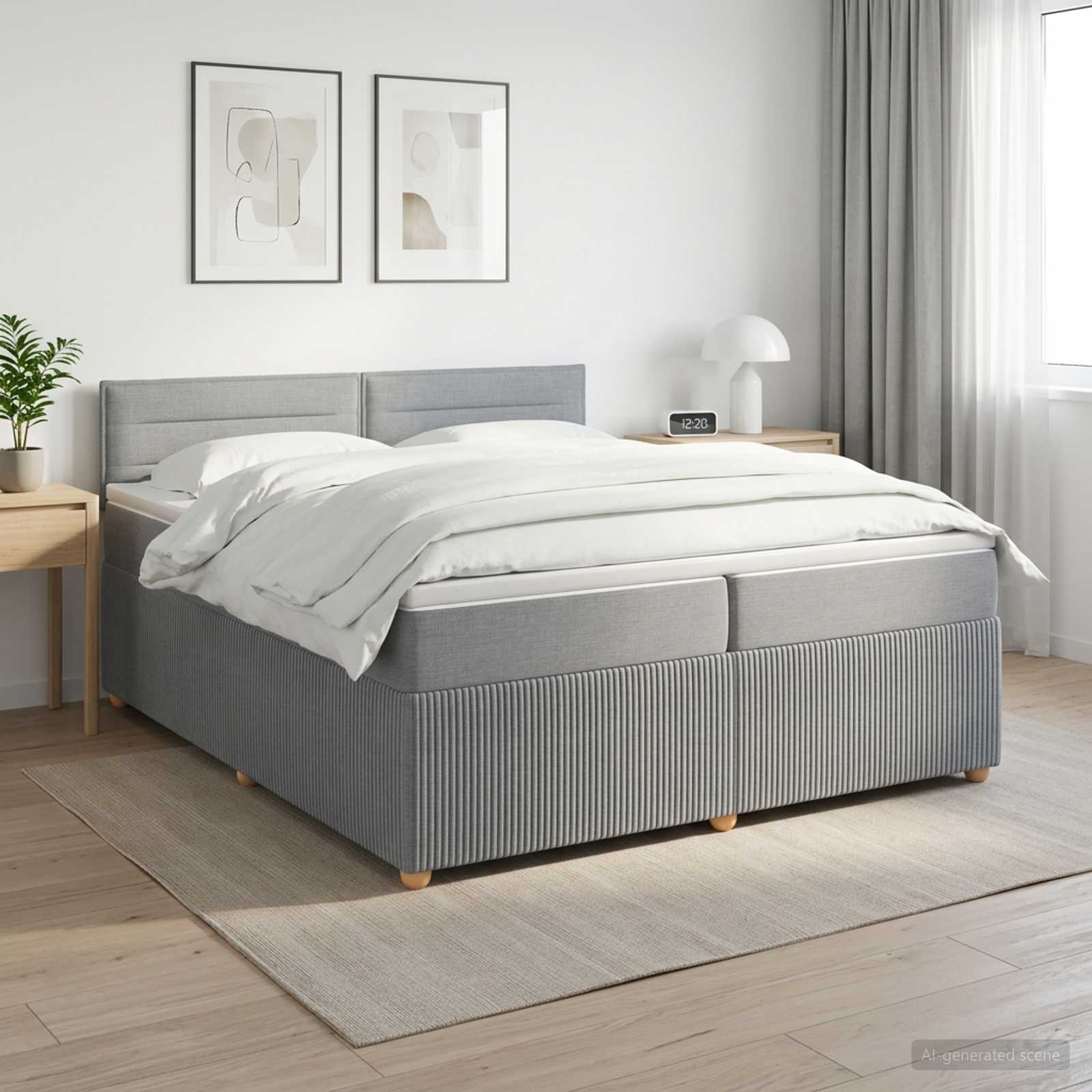 vidaXL Κρεβάτι box spring με στρώμα Ανοιχτό γκρι 200 x 200 cm Ύφασμα