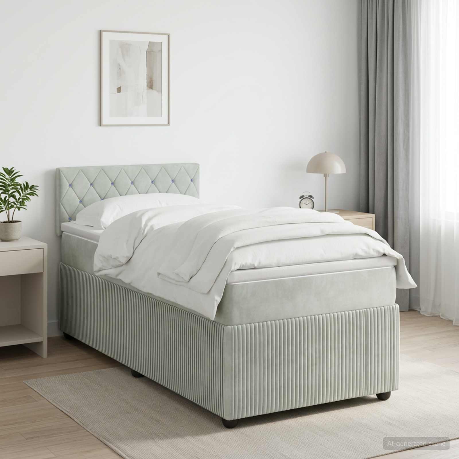 vidaXL Κρεβάτι box spring με στρώμα Ανοιχτό γκρι 100 x 200 cm Βελούδο