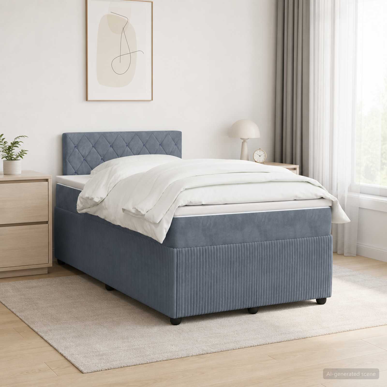 vidaXL Κρεβάτι box spring με στρώμα Σκούρο Γκρι 120 x 190 cm Βελούδο