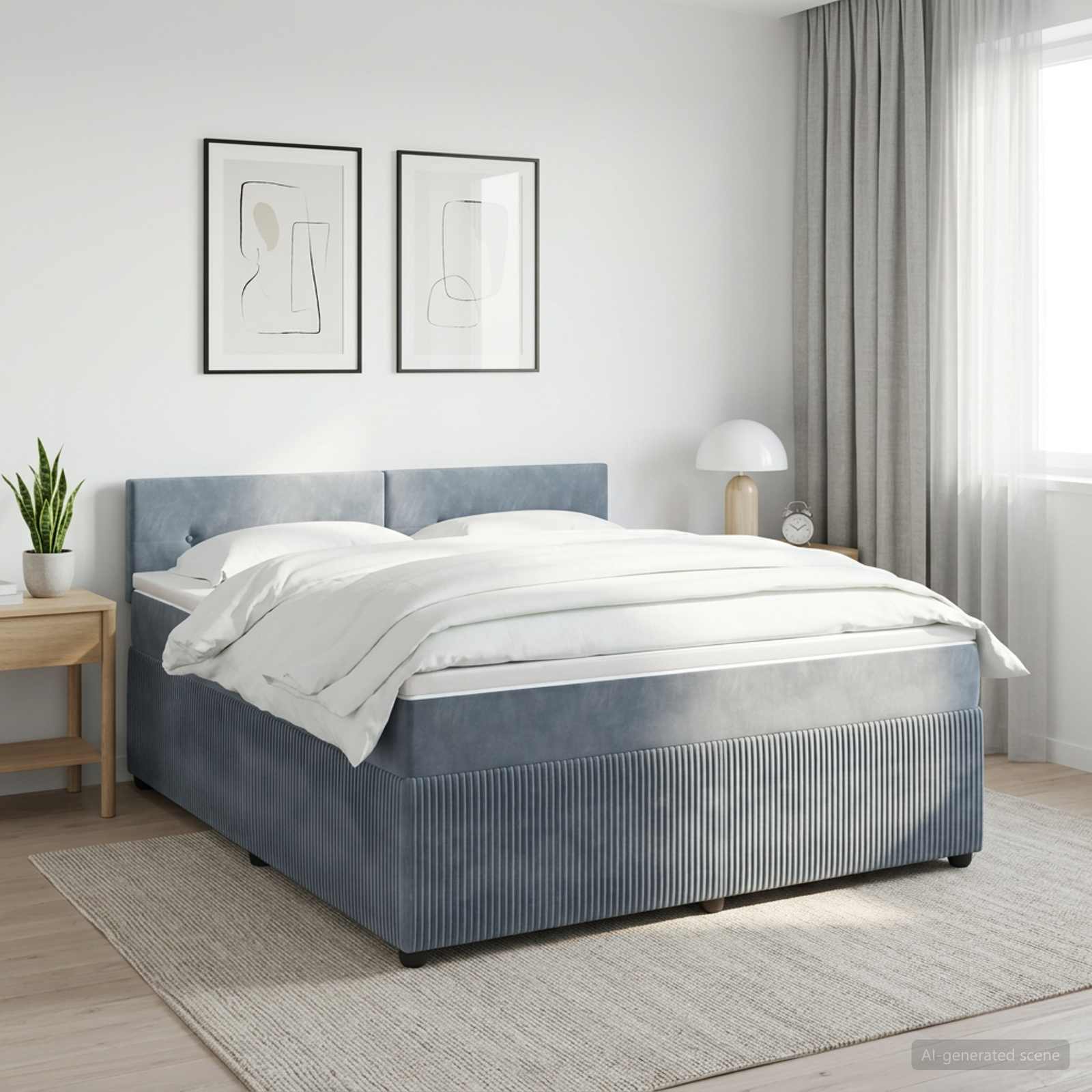 vidaXL Κρεβάτι box spring με στρώμα Σκούρο Γκρι 140 x 200 cm Βελούδο