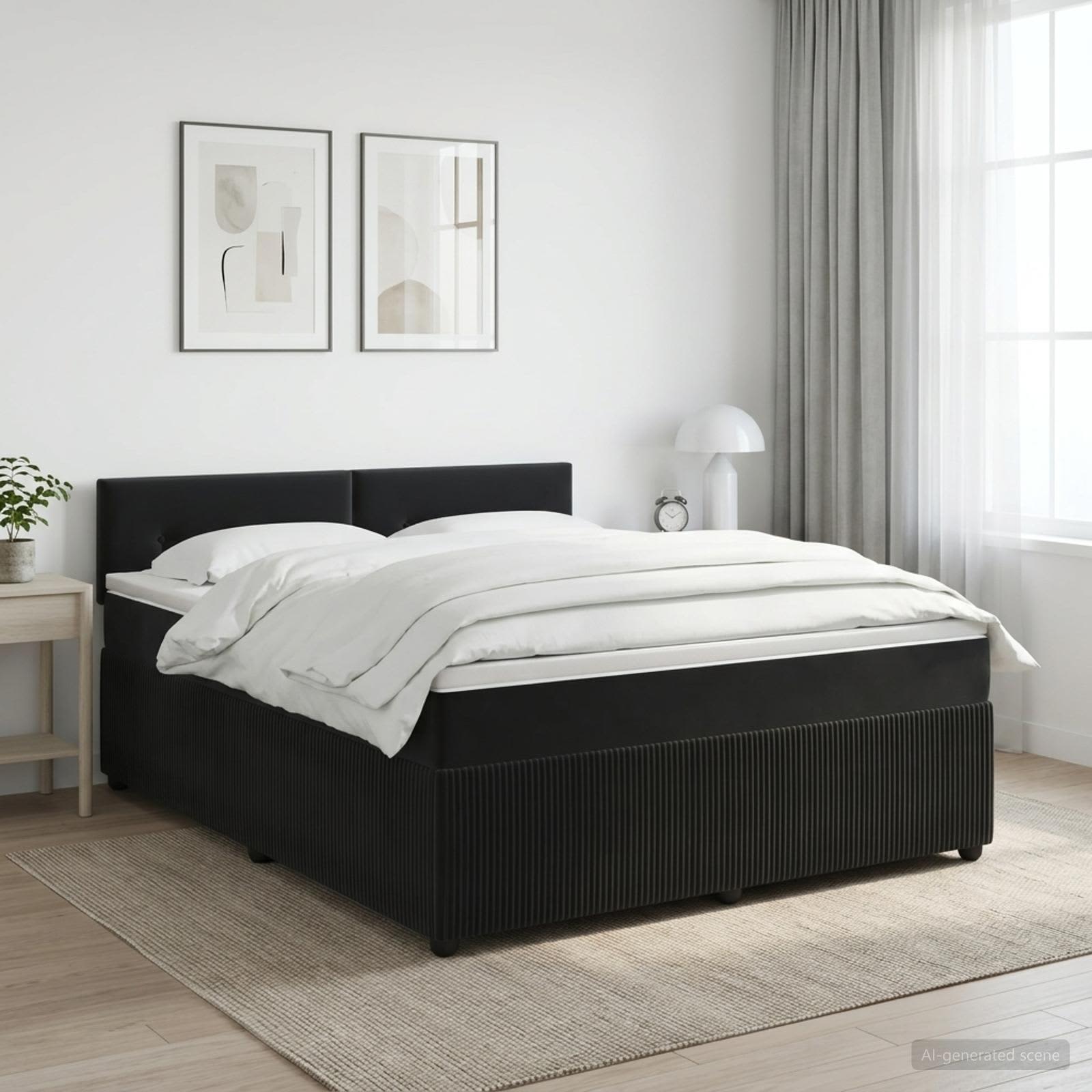 vidaXL Κρεβάτι box spring με στρώμα Μαύρο 160 x 200 cm Βελούδο