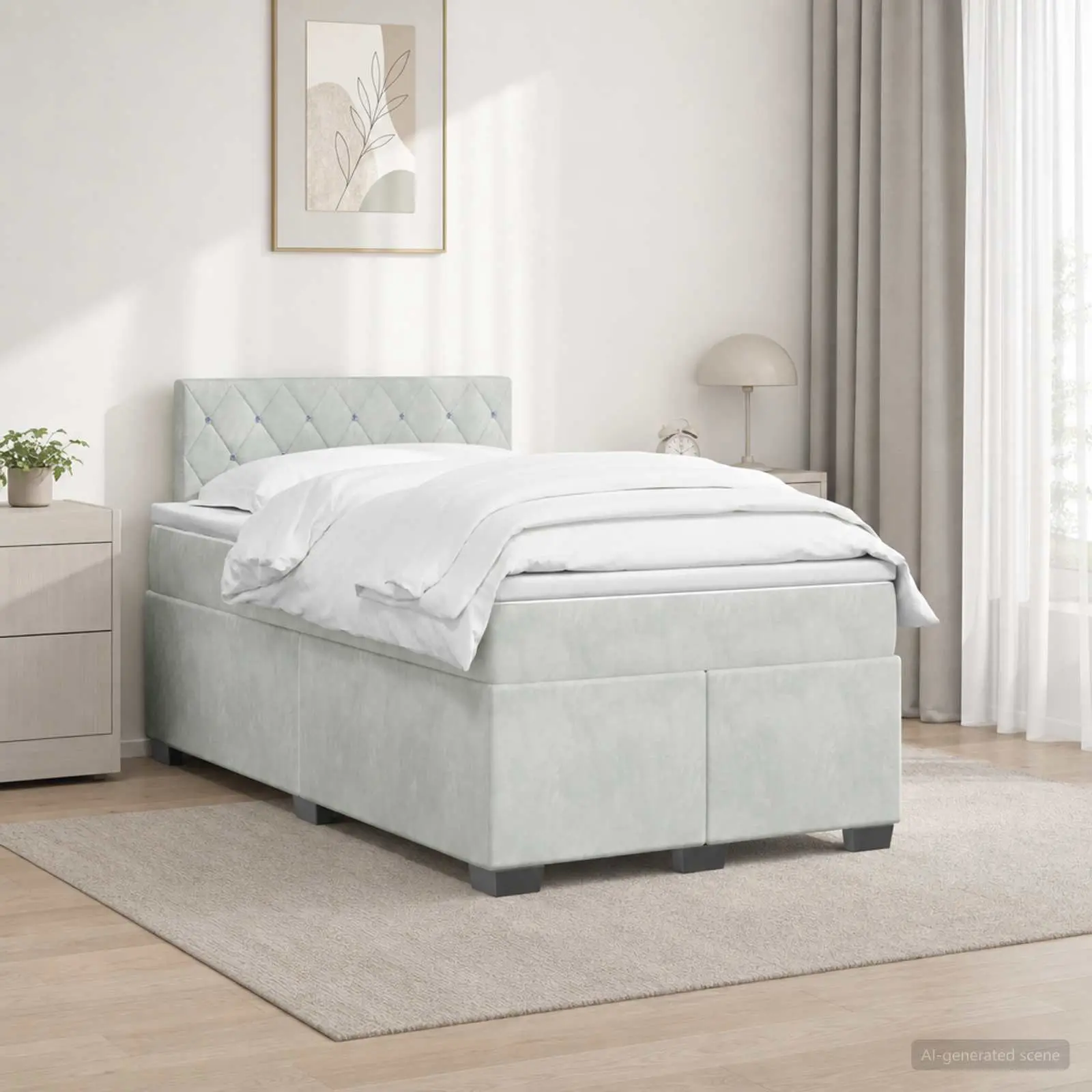 vidaXL Κρεβάτι Box Spring με Στρώμα και LED Ανοιχτό γκρι 120 x 200 cm