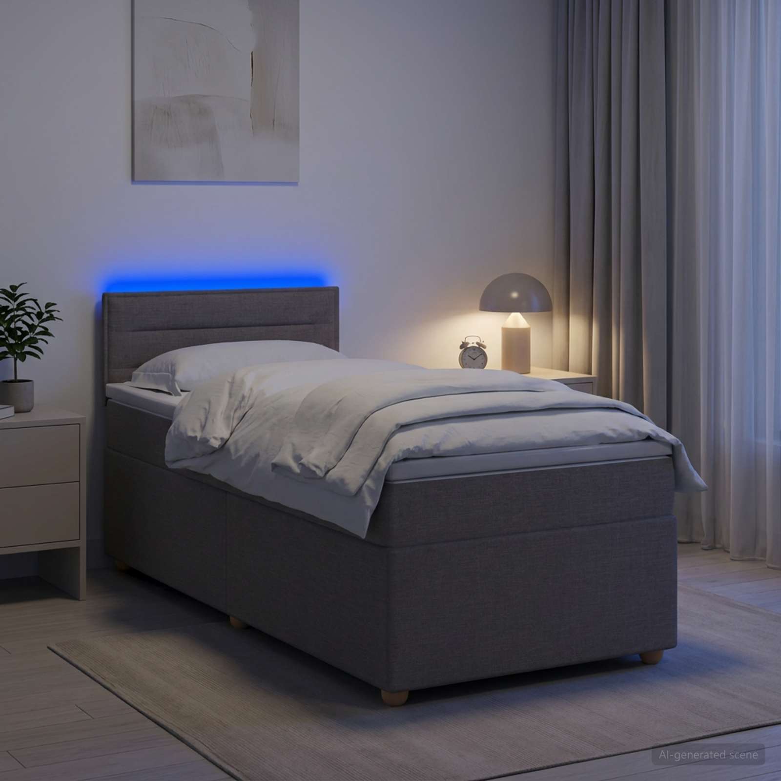 vidaXL Κρεβάτι box spring με στρώμα Taupe 90 x 200 cm Ύφασμα