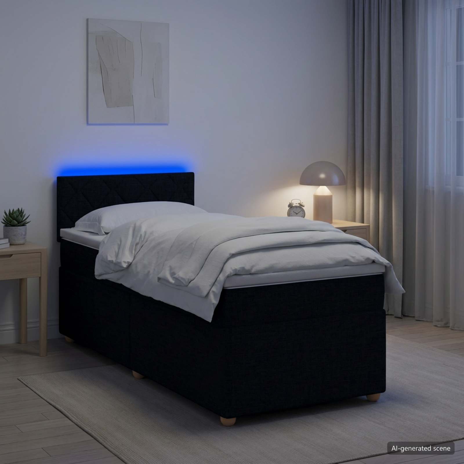 vidaXL Κρεβάτι box spring με στρώμα Μαύρο 80 x 200 cm Ύφασμα