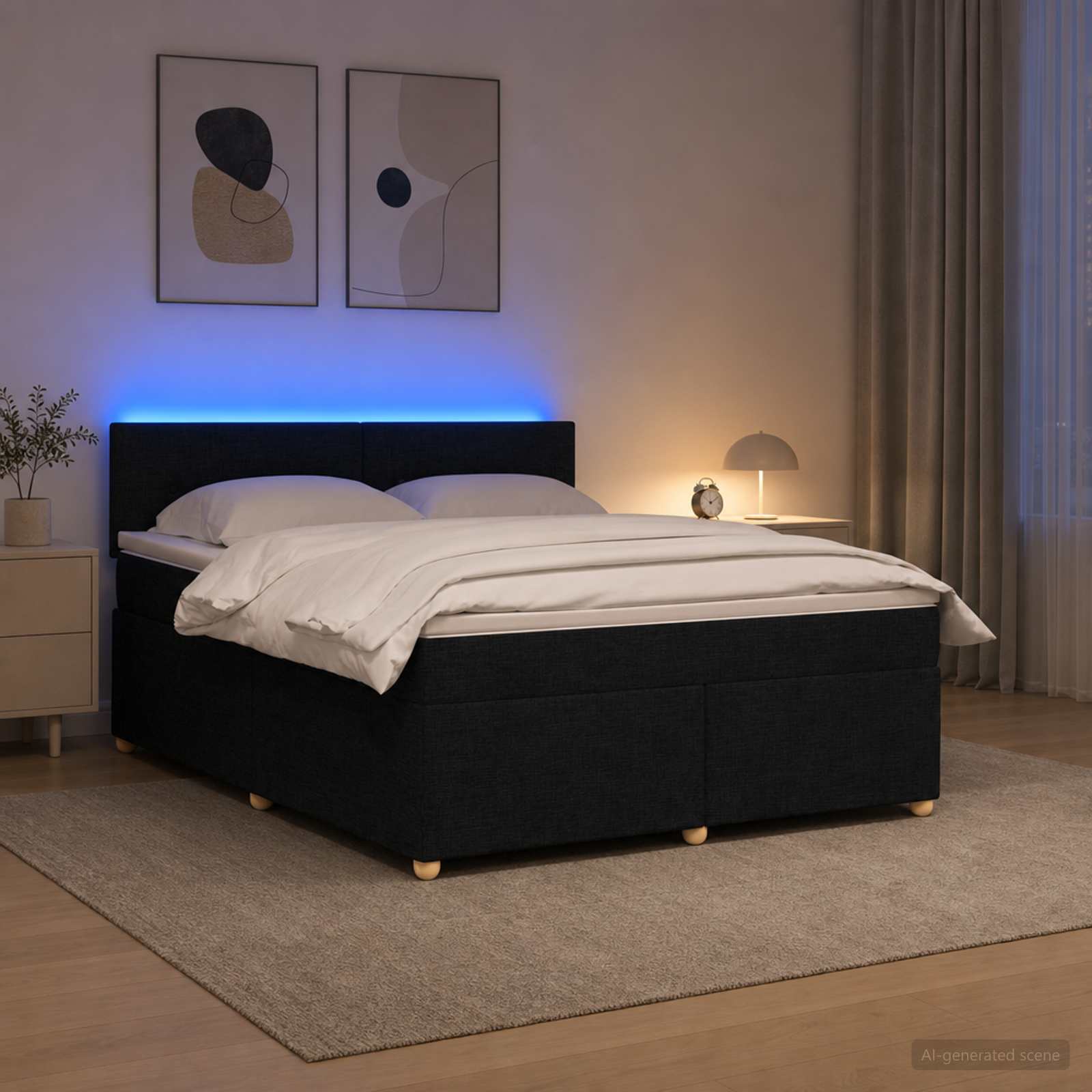 vidaXL Κρεβάτι box spring με στρώμα Μαύρο 140 x 190 cm Ύφασμα