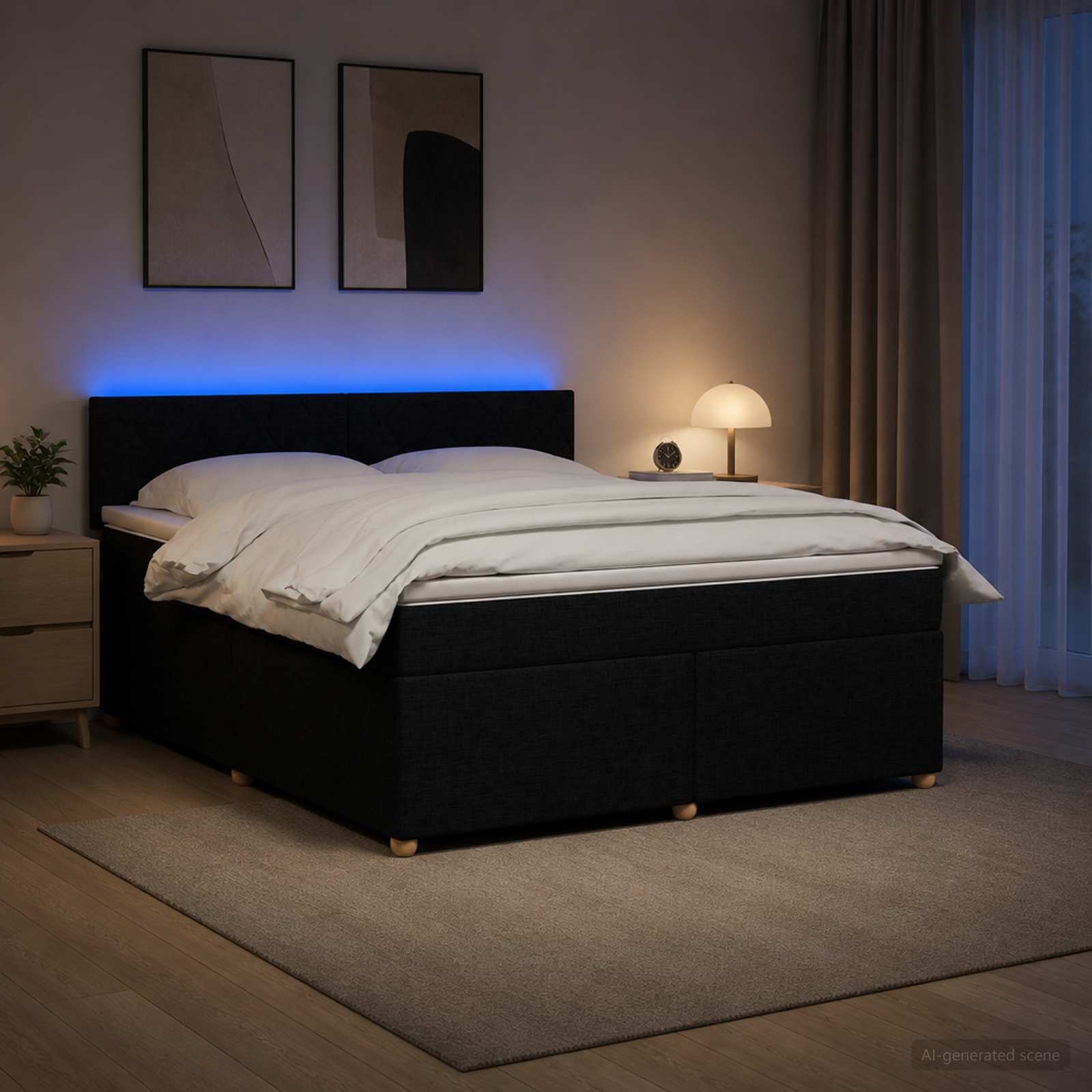 vidaXL Κρεβάτι box spring με στρώμα Μαύρο 140 x 190 cm Ύφασμα