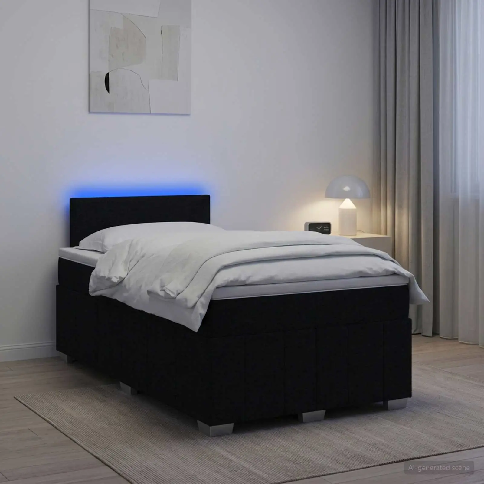 vidaXL Κρεβάτι box spring με στρώμα Μαύρο 120 x 190 cm Ύφασμα