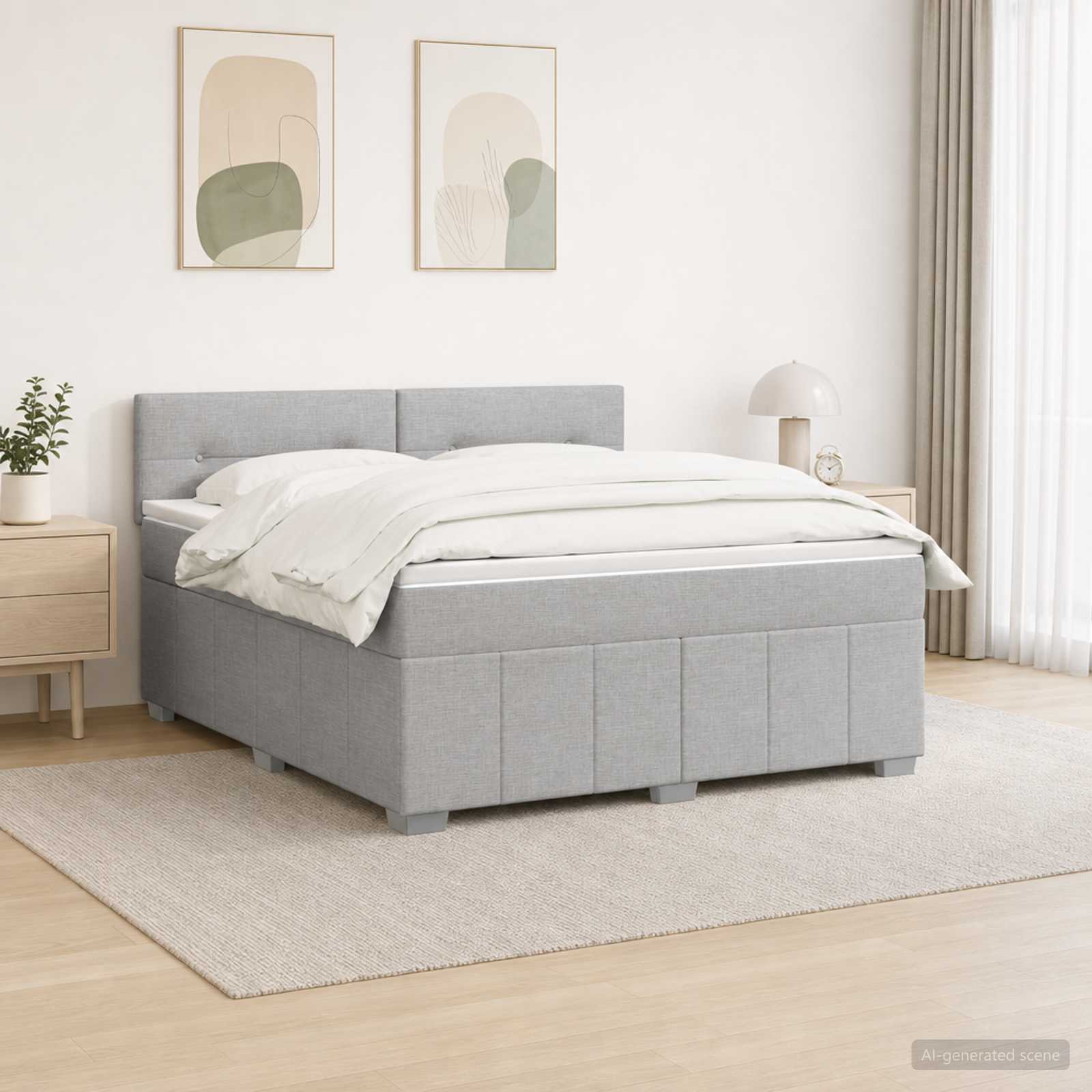 vidaXL Κρεβάτι box spring με στρώμα Ανοιχτό γκρι 180 x 200 cm Ύφασμα